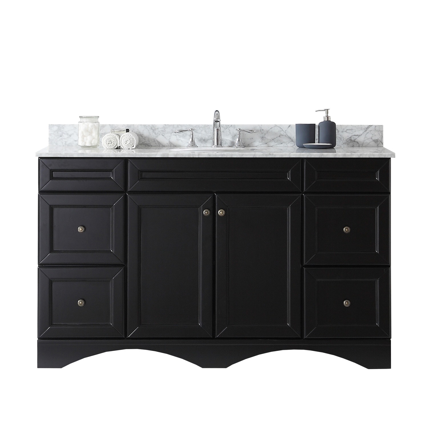 Virtu USA ES-25060-WMRO-ES-NM Talisa 60-in Espresso Undermount Single Sink Bathroom Vanity with Italian Carrara White Marble Top