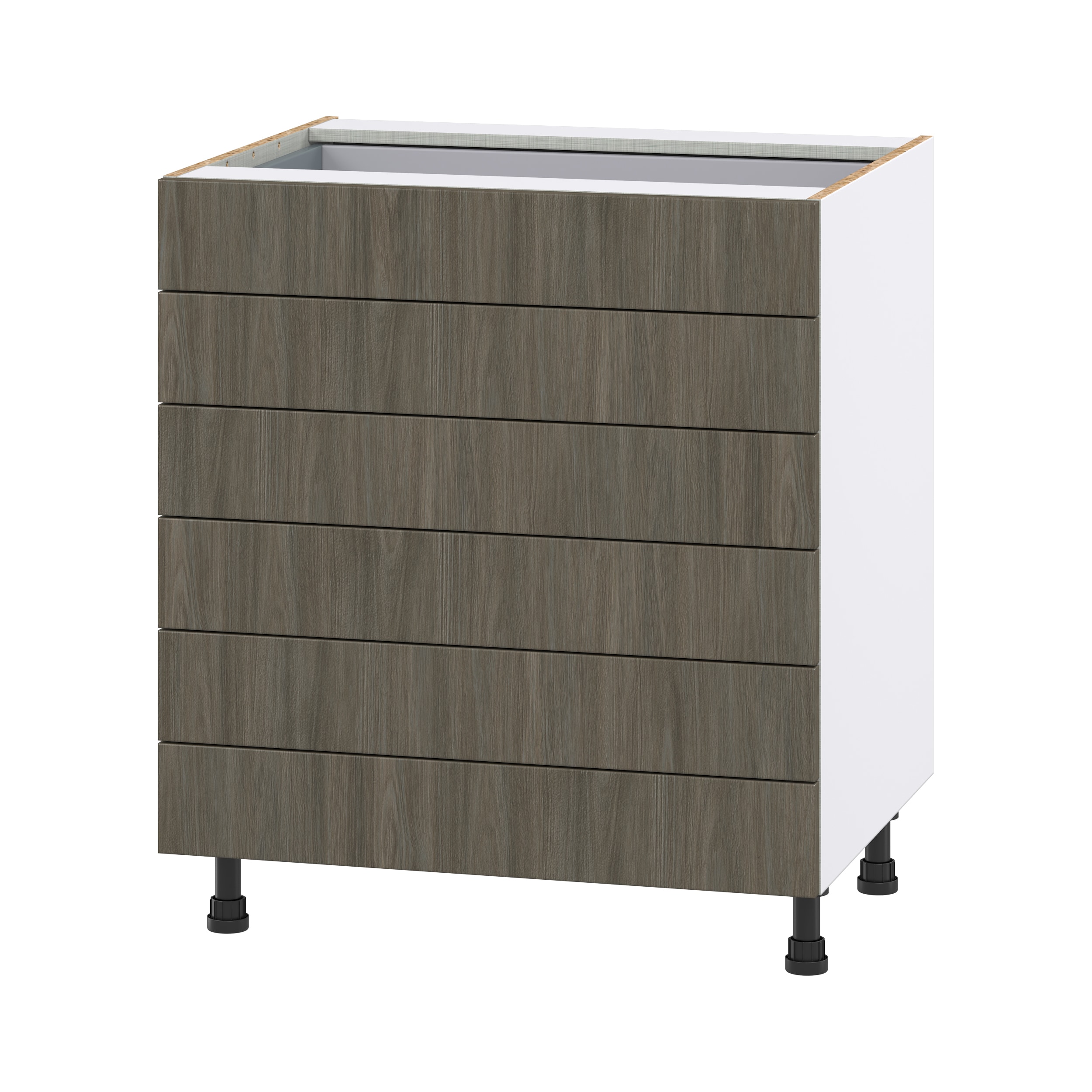 Hugo&Borg Savane 30-in W x 34.5-in H x 24-in D Textmel 6-Drawer Base Fully Assembled Cabinet (Flat Panel Style)