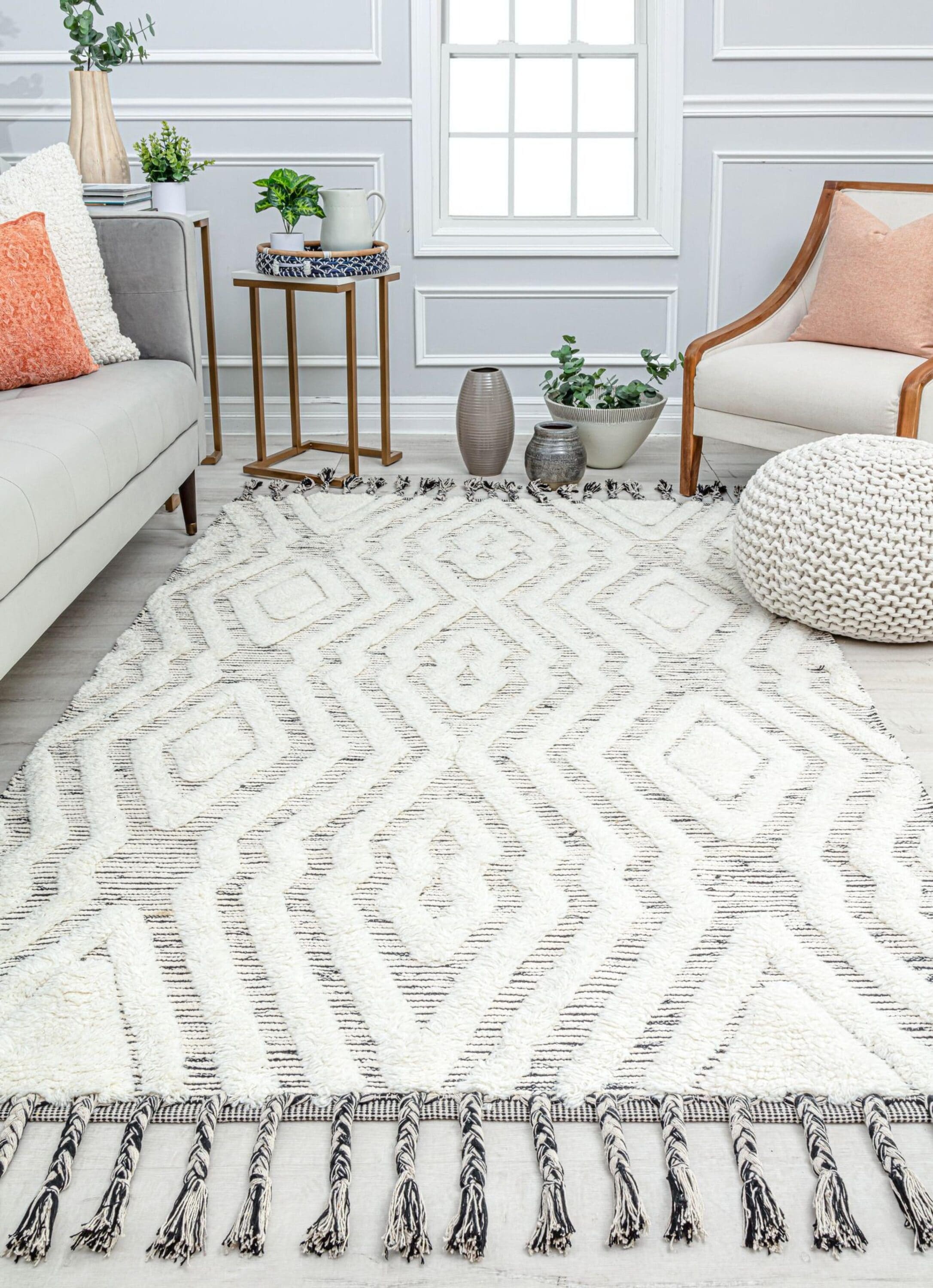 Rugs America 32366 Carter 2 x 3 (ft) Cotton Cream Almodine Rectangular Indoor Solid Bohemian/Eclectic Area rug