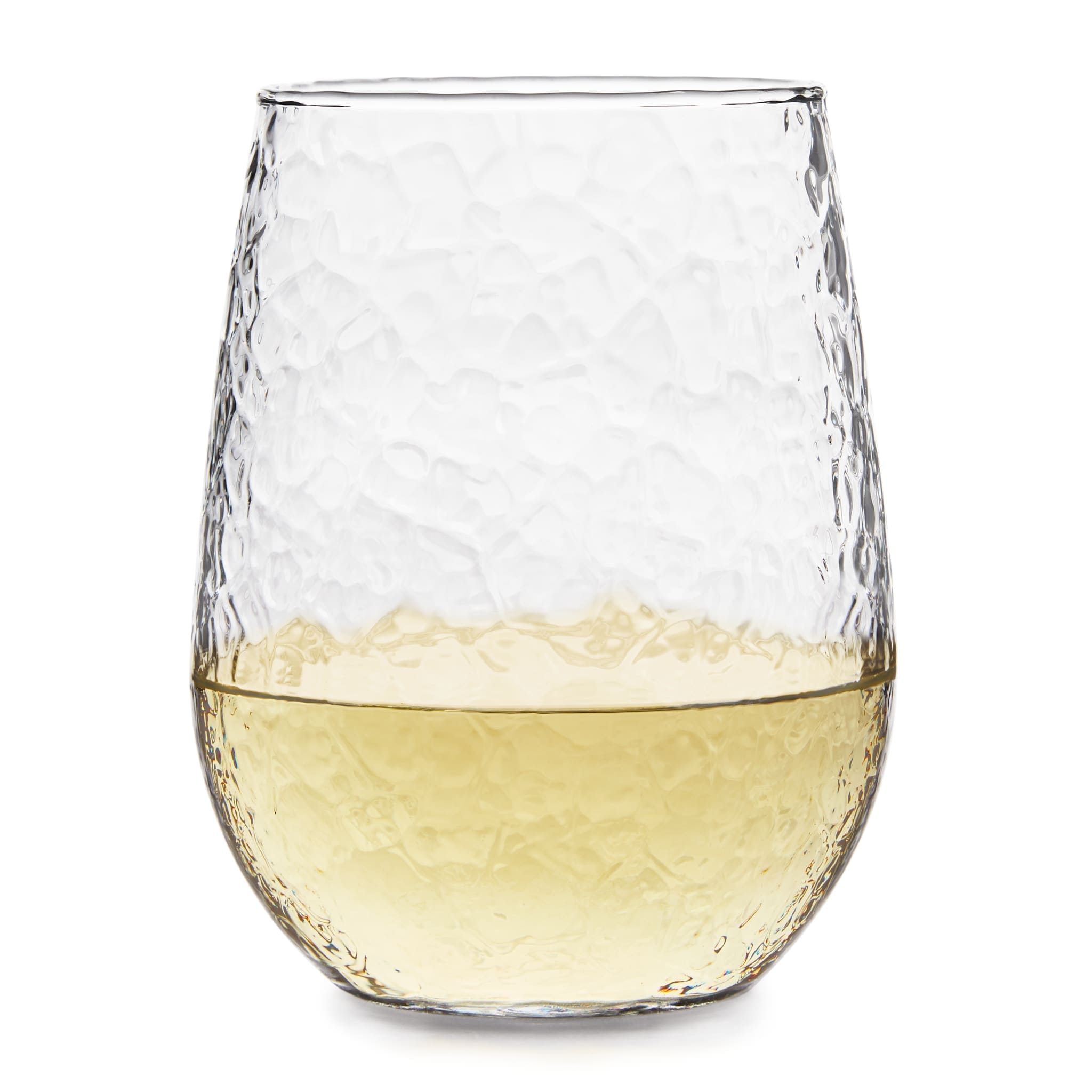 Libbey 710584 Hammered Stemless All Purpose Wine Glasses 17 ounce Set of 8