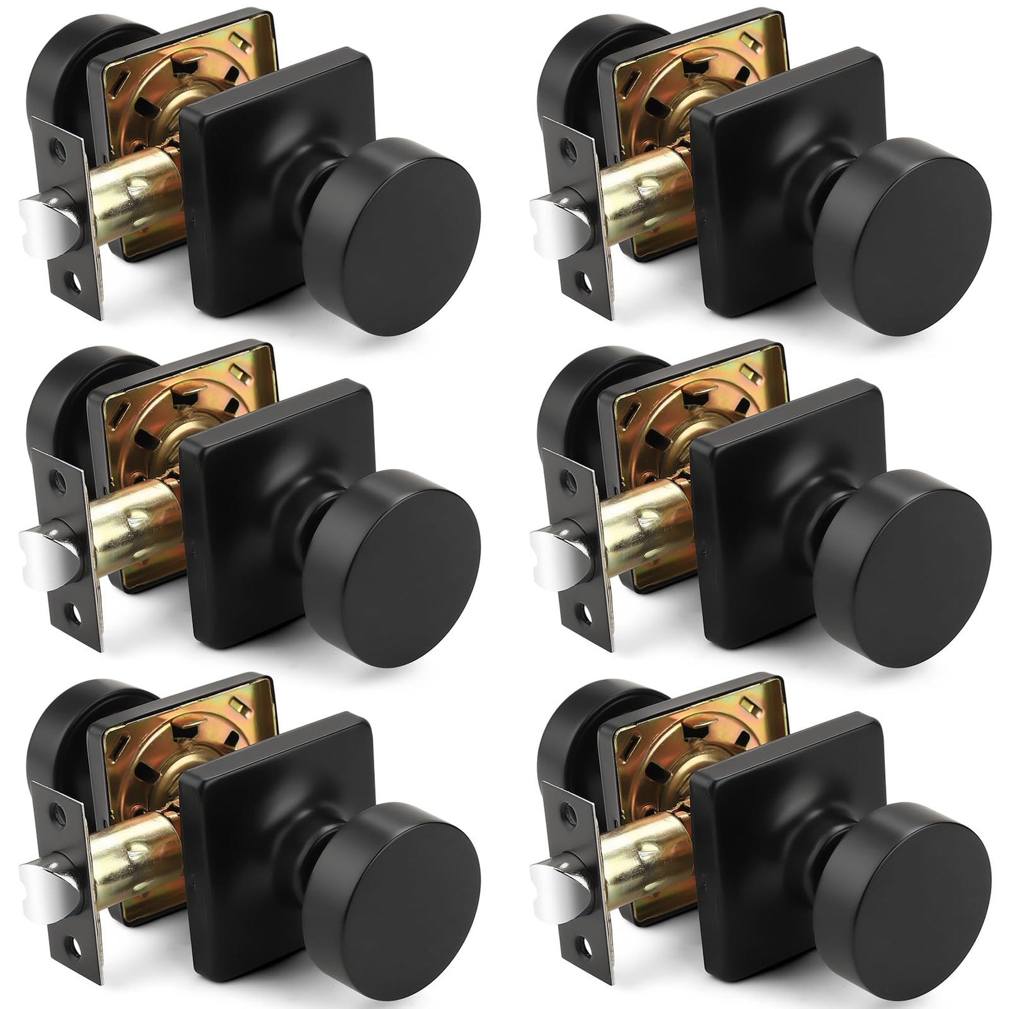 Numhew 1in W 6 Pack Matte Black Passage Door Knob