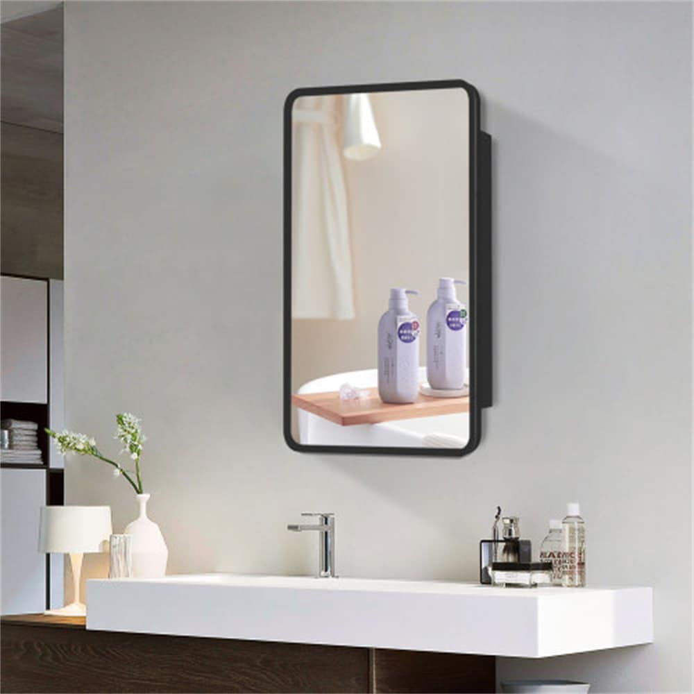 NeuType LS-23120402 24-in W x 30-in H Black Square Medicine Cabinet Mirror