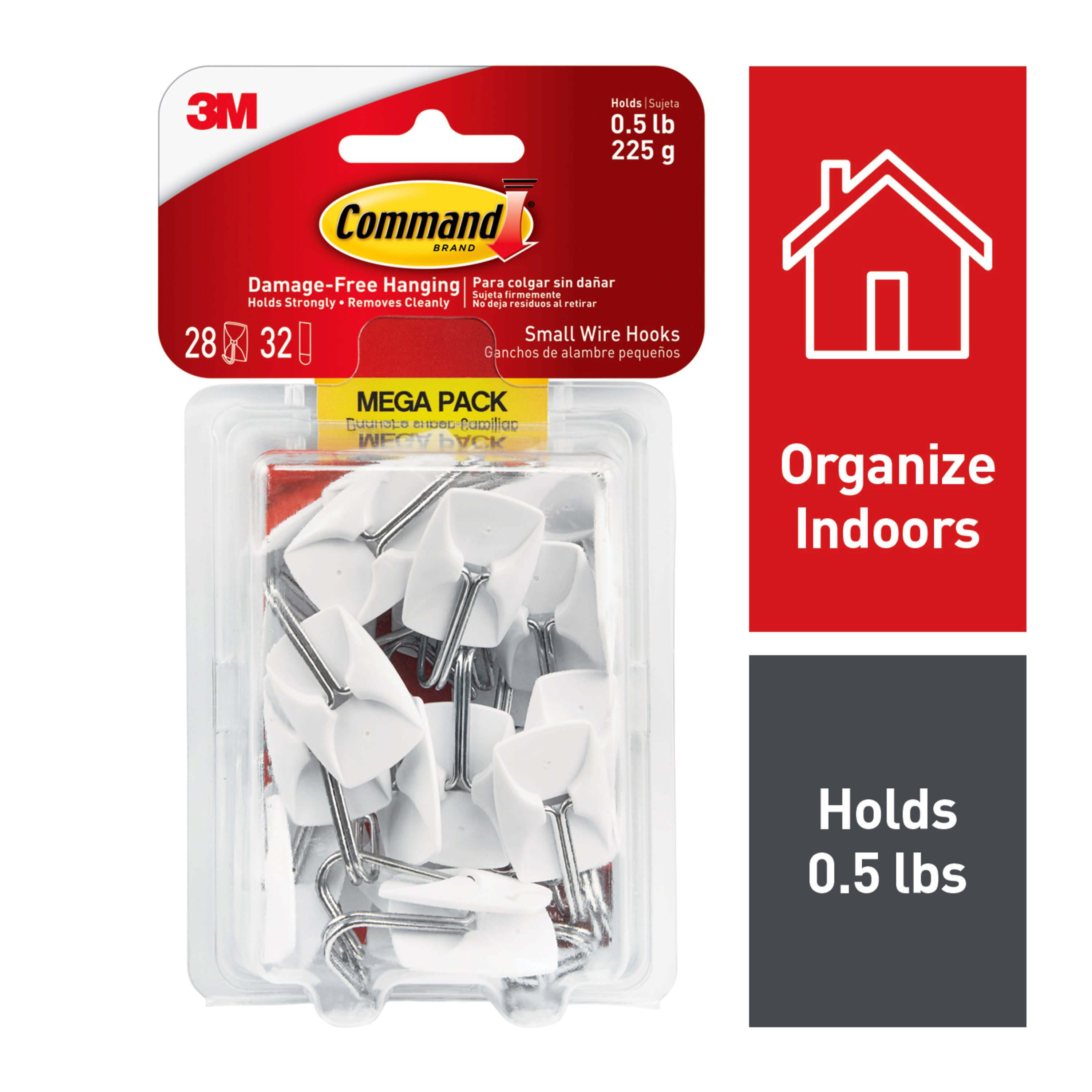 Command Small 28-Pack White Adhesive Wire Hook (0.5-lb Capacity)
