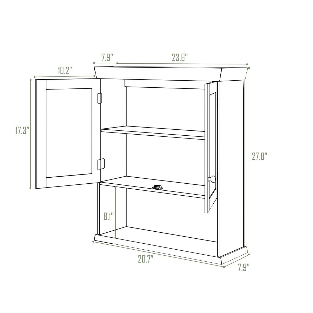 WELLFOR CY bathroom cabinet 23.5-in x 28-in x 8-in White Bathroom