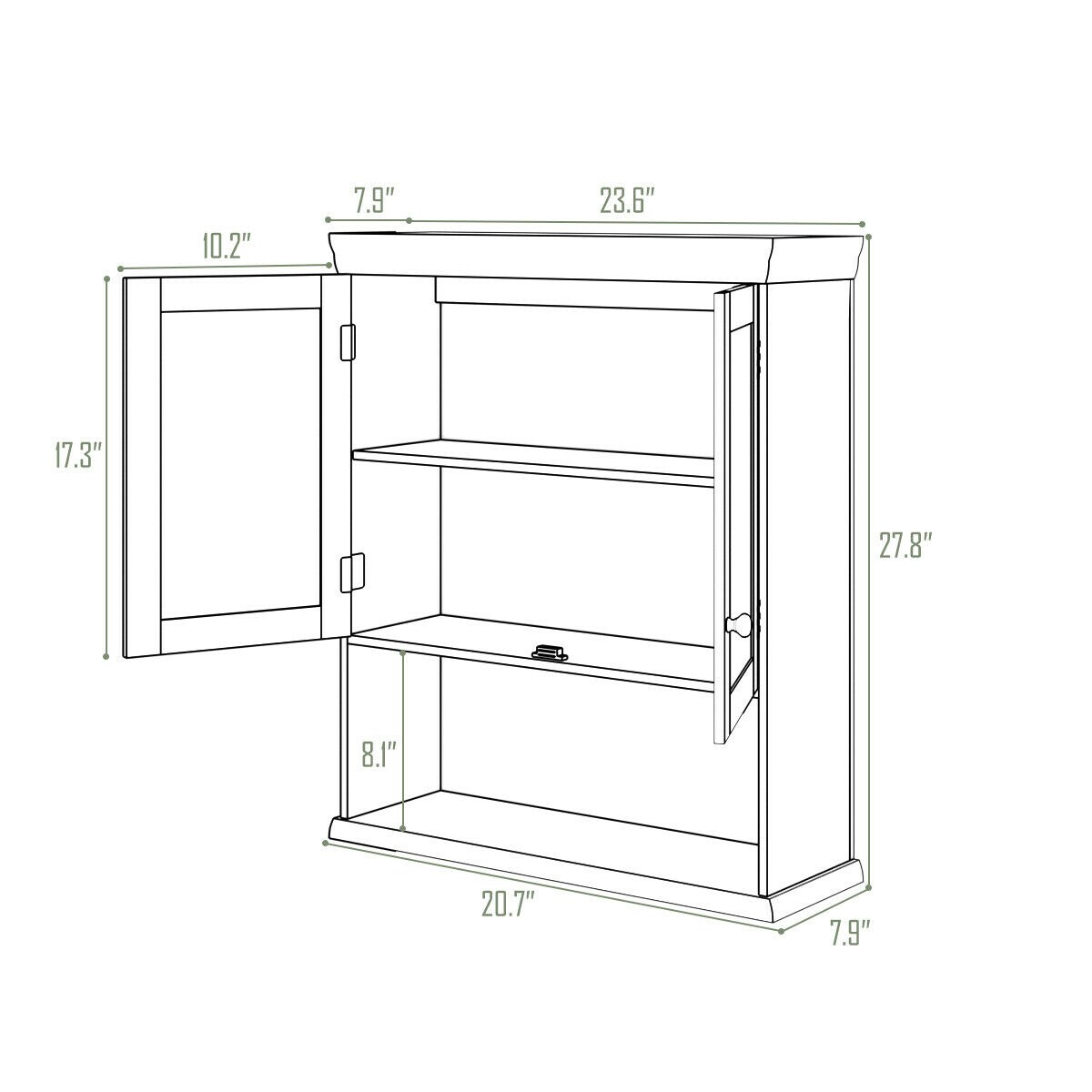 WELLFOR CY bathroom cabinet 23.5-in x 28-in x 8-in White Bathroom Wall  Cabinet in the Bathroom Wall Cabinets department at