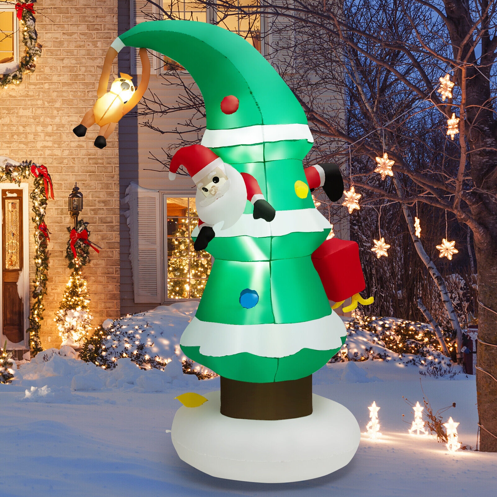 Wellfor 8 Ft Lighted Christmas Tree S Christmas Inflatable In The