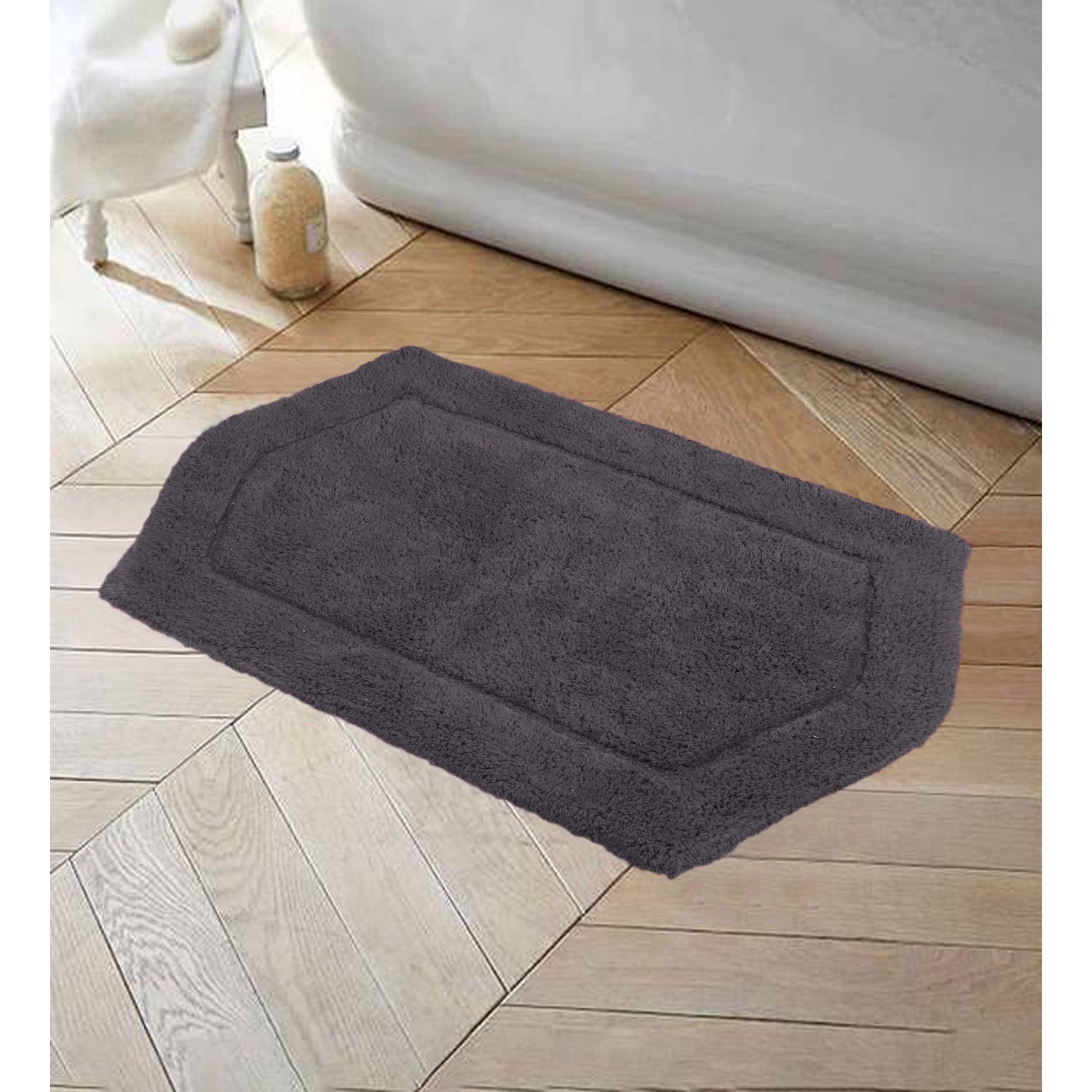Home Weavers BWA2134GY Waterford 21-Inches x 34-Inches Gray Cotton Bath rug