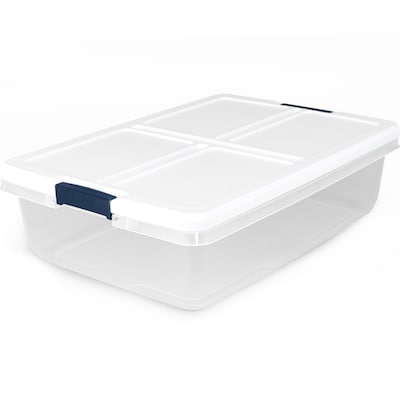 6 pieces Home Basics 30 Liter Plastic Storage Container With Lid, Clear -  Storage & Organization - at 