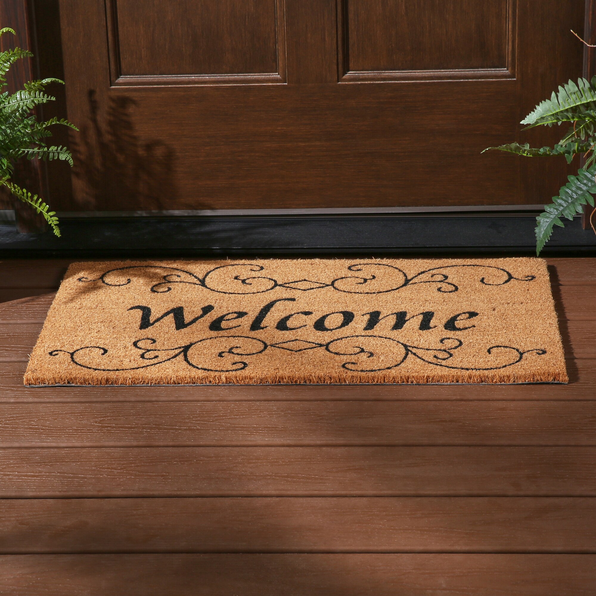 Style Selections 2-ft x 3-ft Black Rectangular Indoor Spring Door Mat in  the Mats department at