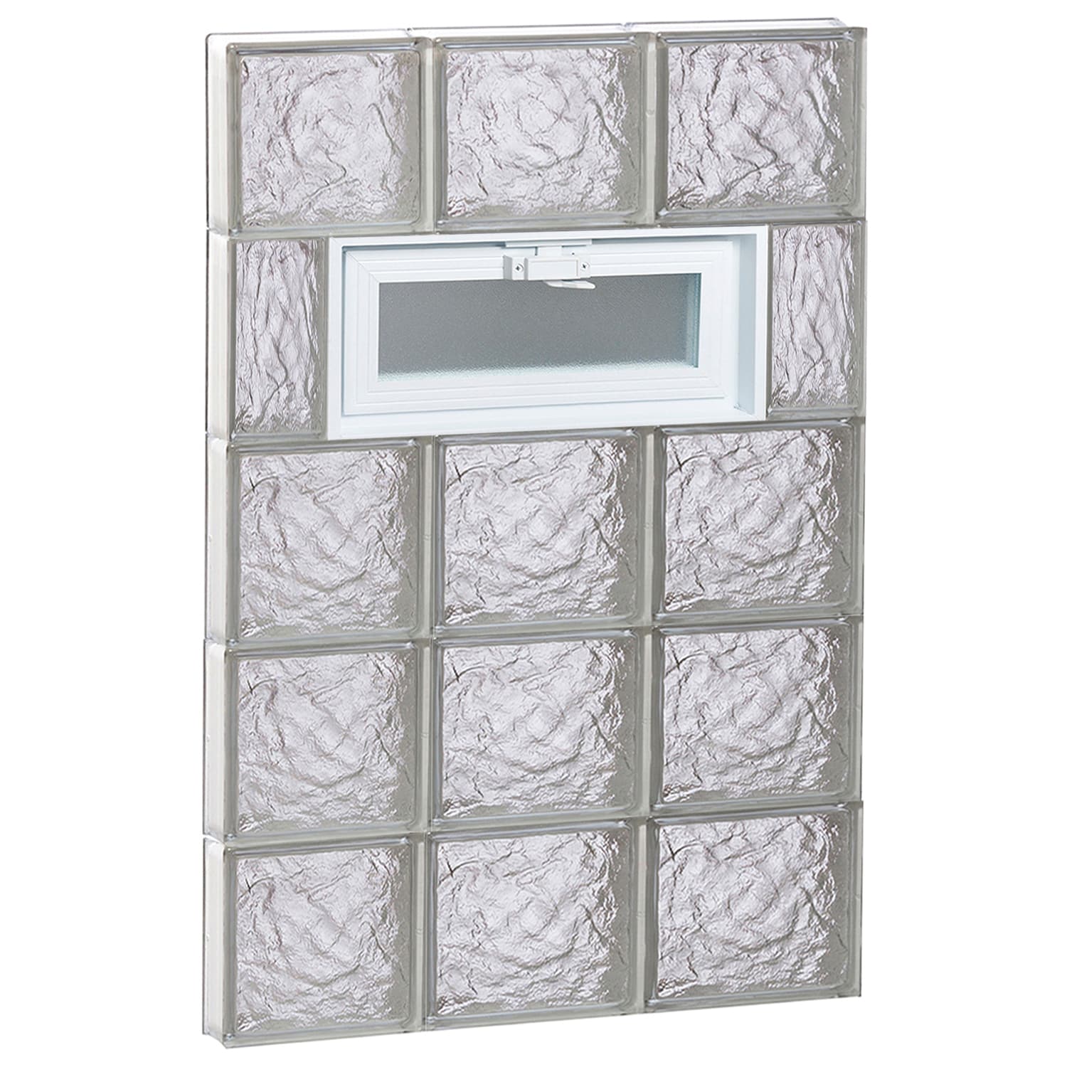 REDI2SET V2440IS Ice Glass 23-1/4-in x 38-3/4-in Frameless Replacement Vented Glass Block Window