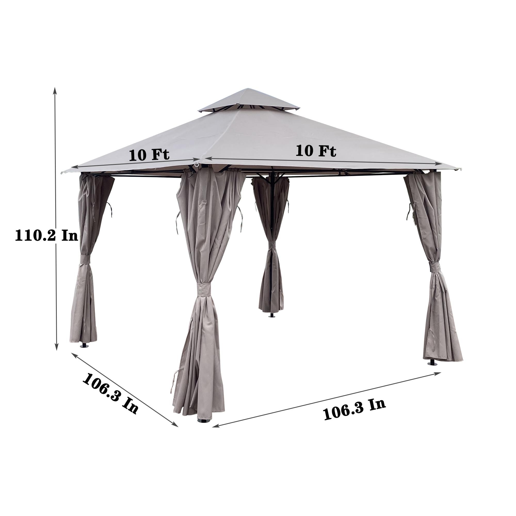 Bayfeve 10-ft x 10-ft Outdoor Patio Gazebo Square Gray Metal Polyester ...