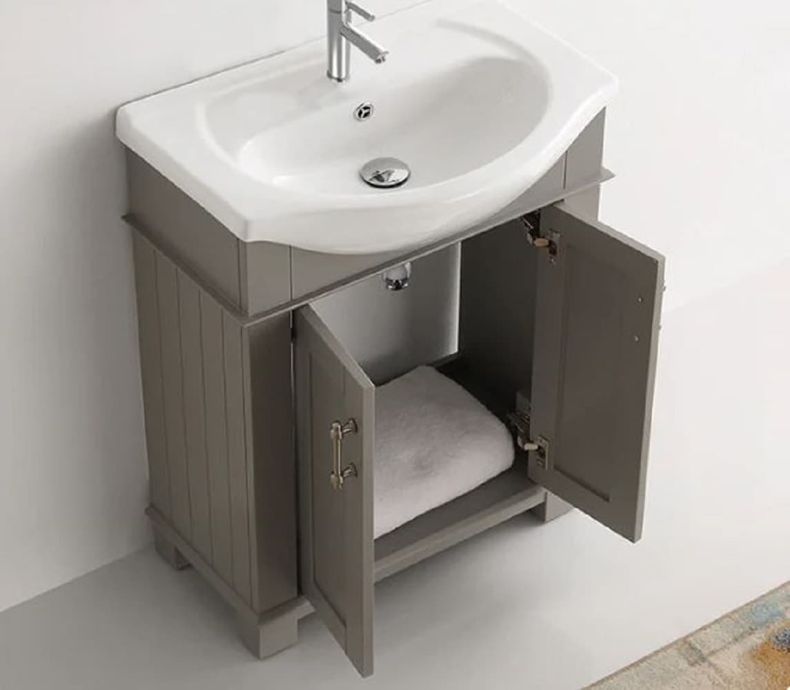 Hartford 30" Gray Freestanding Traditional Bathroom Vanity with Ceramic Sink