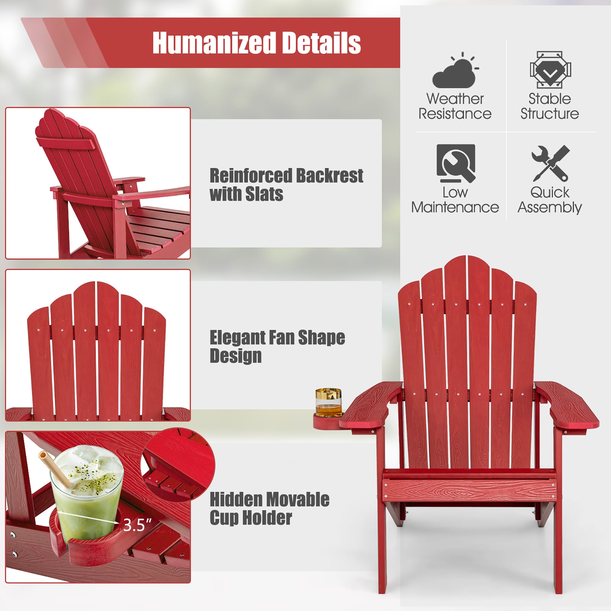 Costway NP10983RE Patio-Chairs - View #4
