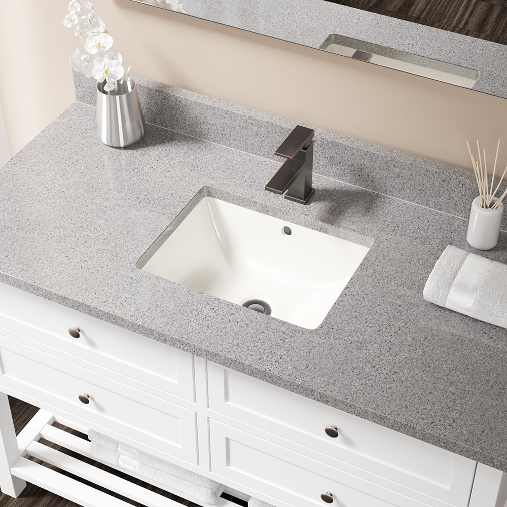 MR Direct U1611-B-PUD-ABR Porcelain Undermount Rectangular Traditional Bisque Bathroom Sink with Drain Included ( 18.25-Inches x 13-Inches )