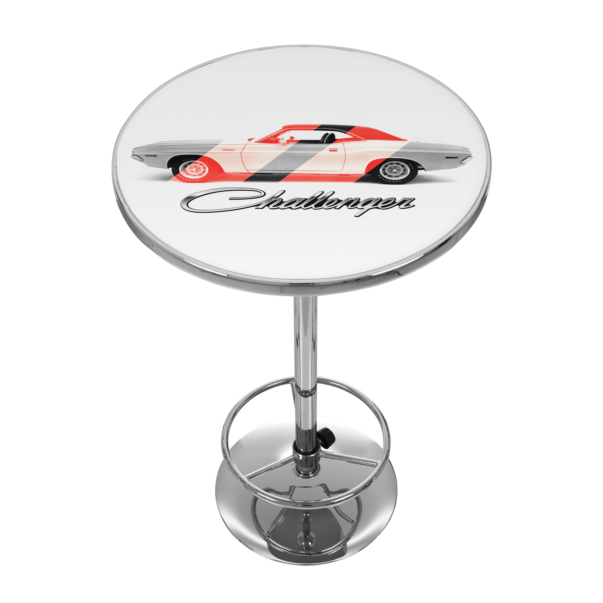 Trademark Gameroom DGE2000-STRIPE Pub Tables Chrome Round Traditional Bar Table, Composite with Metal Pedestal Base 27.375-in L x 42-in H