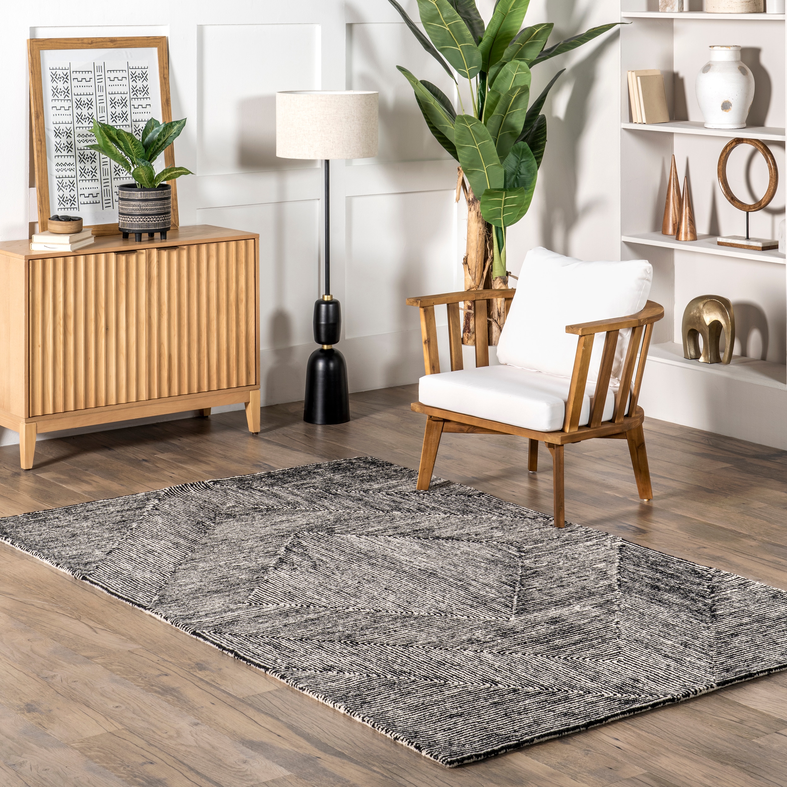 nuLOOM 200MTTO01A-508 Heidi Modern Hand Tufted Wool 5ft. x 8ft. Charcoal Area Rug