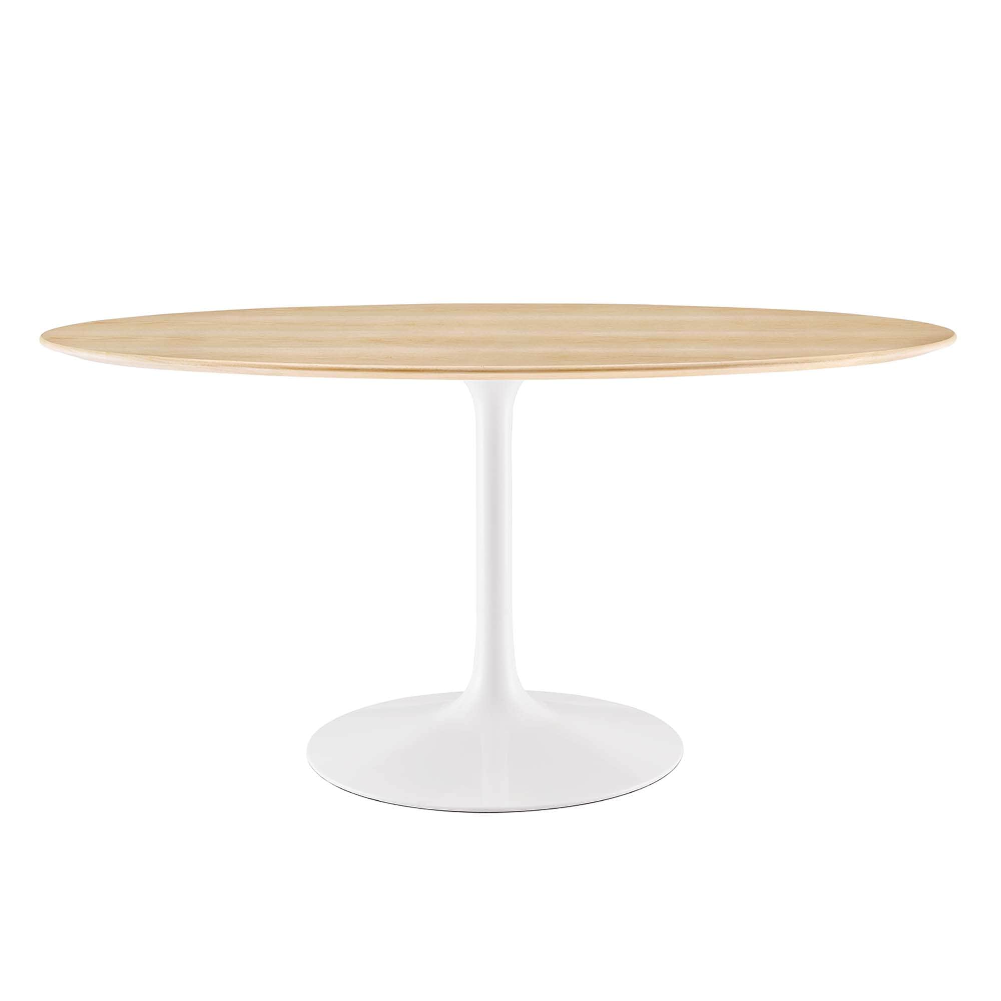 Modway EEI-5195-WHI-NAT Lippa 60 Inch  Oval Natural Wood Dining Table in White Natural