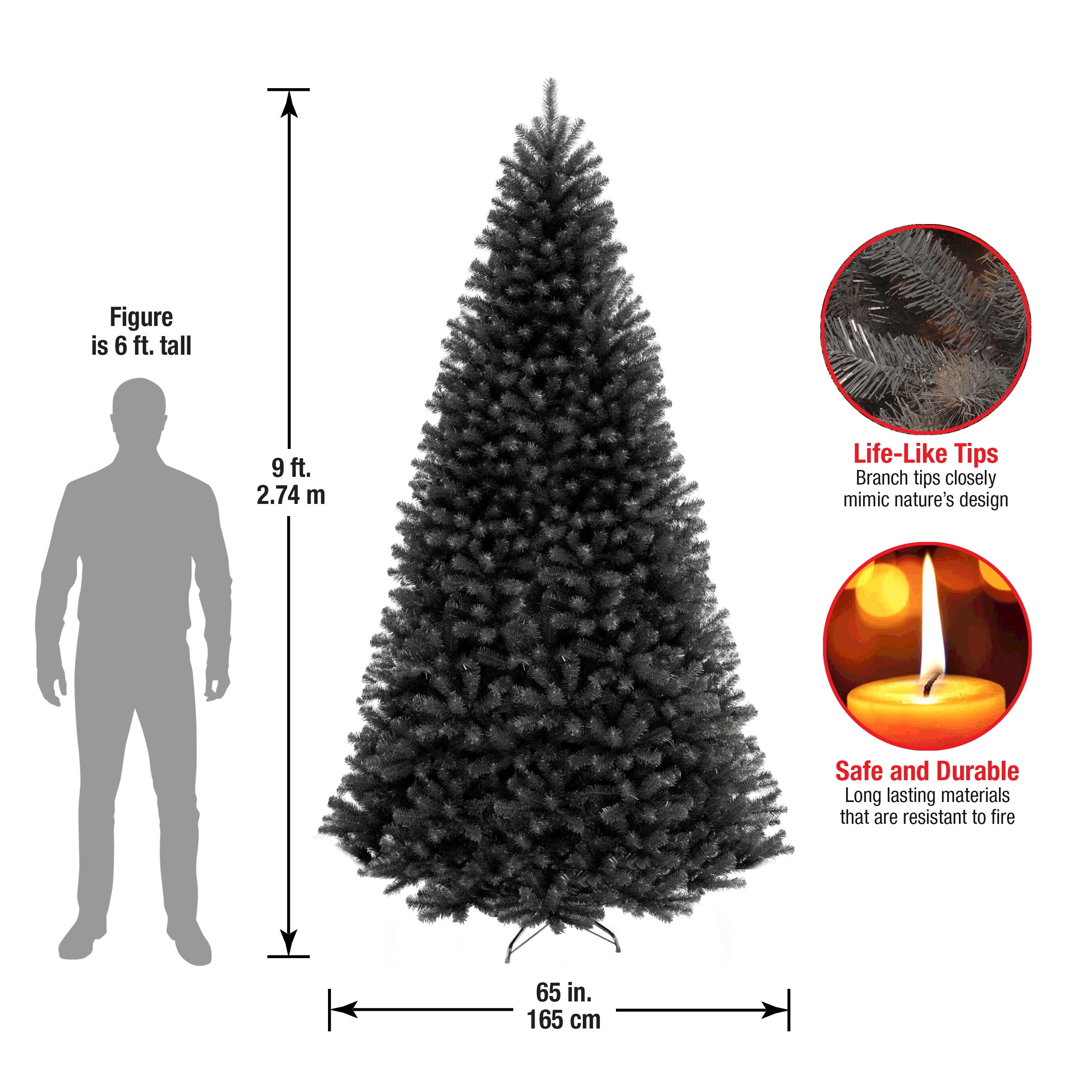 National Tree Company 9-ft North Valley Spruce Black Artificial ...