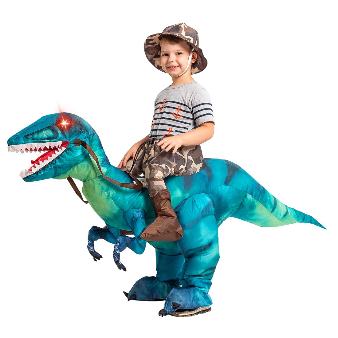 GOOSH DJ-FZ-80214-48  48 inch Inflatable Dinosaur Costume for Kids, Funny Halloween Costumes for Boys Girls Kids Inflatable Costume, Blow Up Dinosaur Costume for Halloween Party Cosplay
