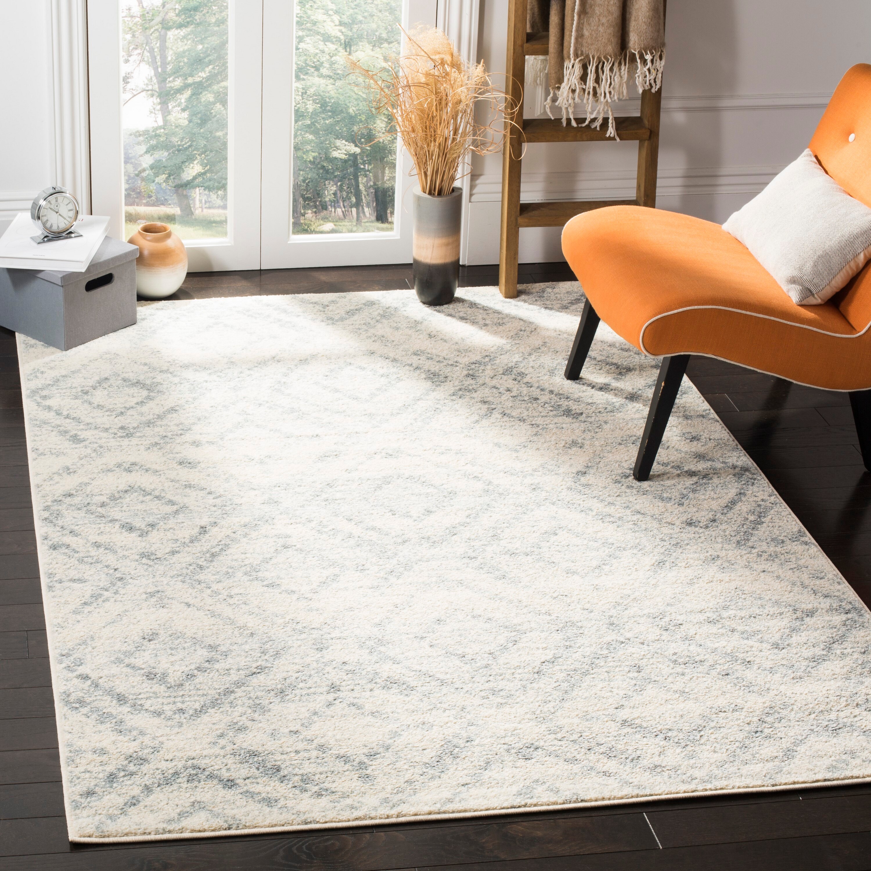 Safavieh ADR131T-3 Adirondack Avi 3 x 5 (ft) Loomed Polypropylene Ivory/Light Blue Rectangular Indoor Geometric Moroccan Throw rug