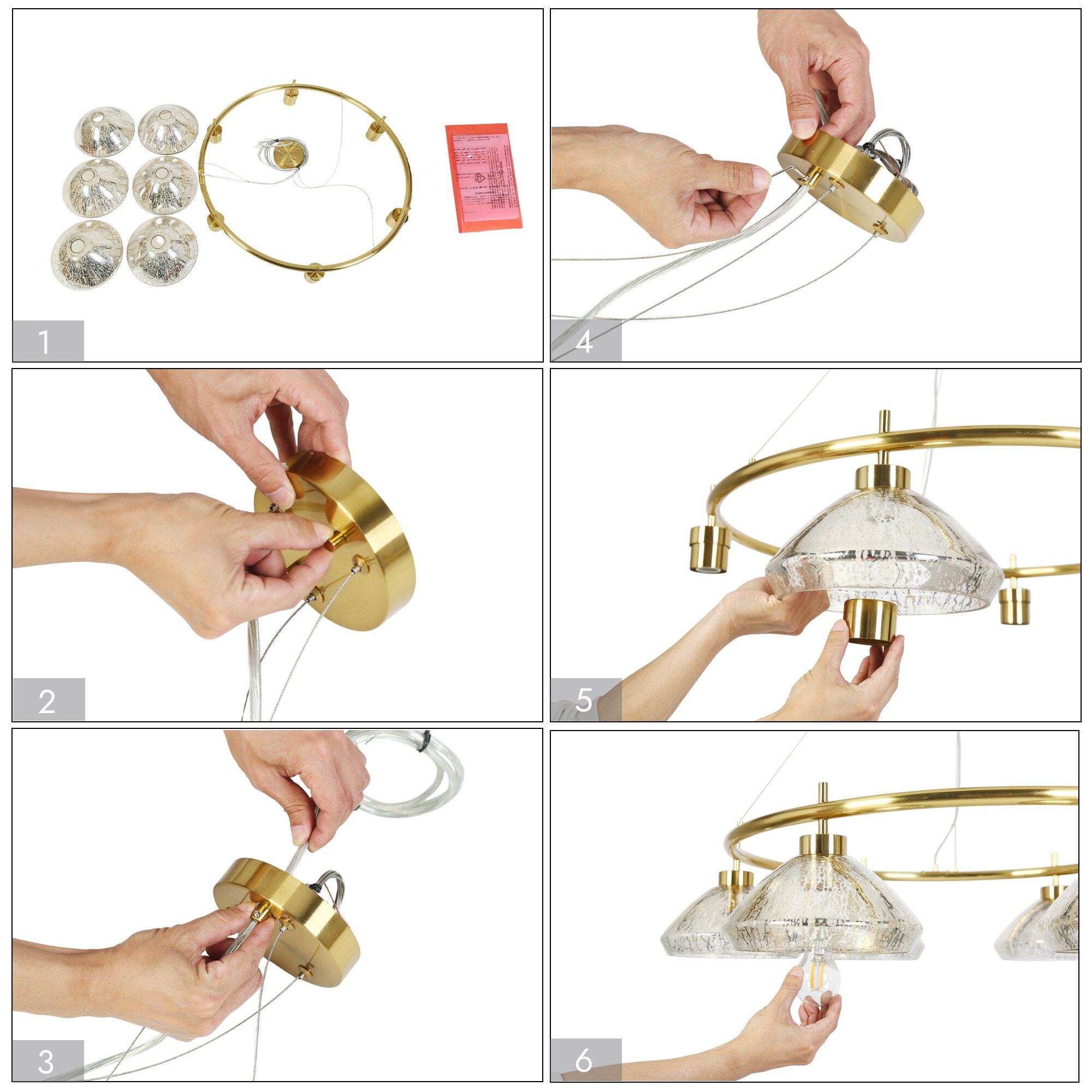ZEVNI Transitional 6 -Light Polished Gold Glam For Use in
