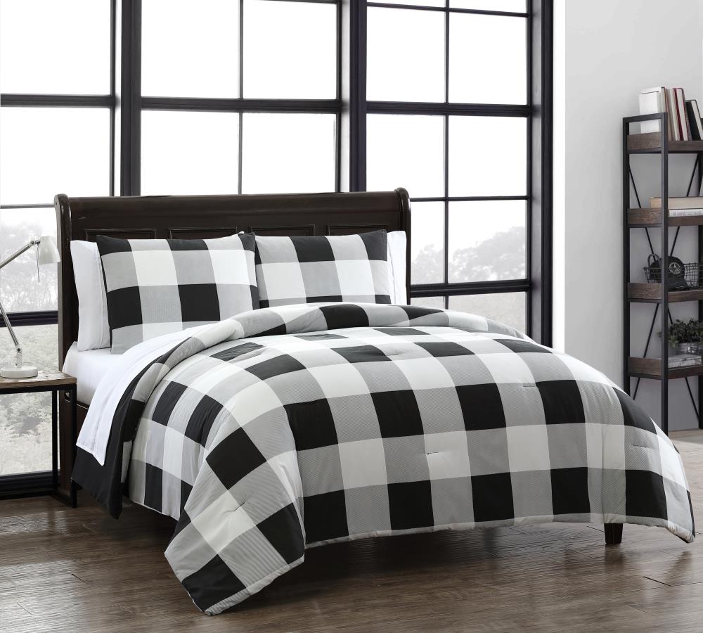  Andency Black White Plaid Comforter King(104x90Inch