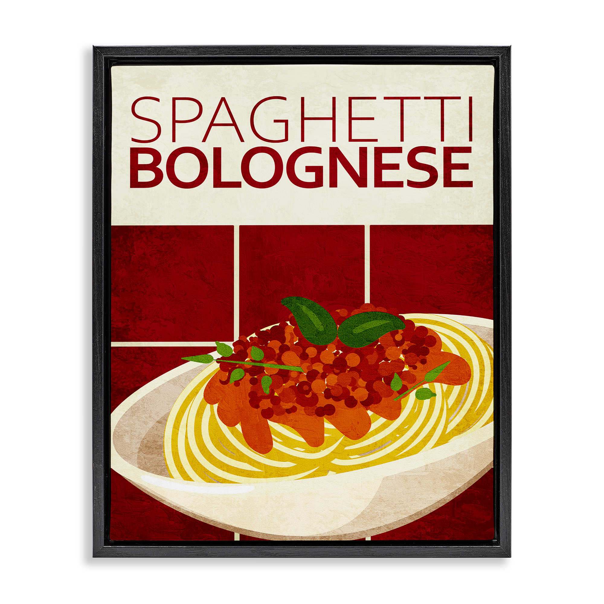 Stupell Industries BS-469-FFB-24X30 Spaghetti Classic Kitchen Black Framed Floater Canvas Wall Art By Kim Allen 25 x 31