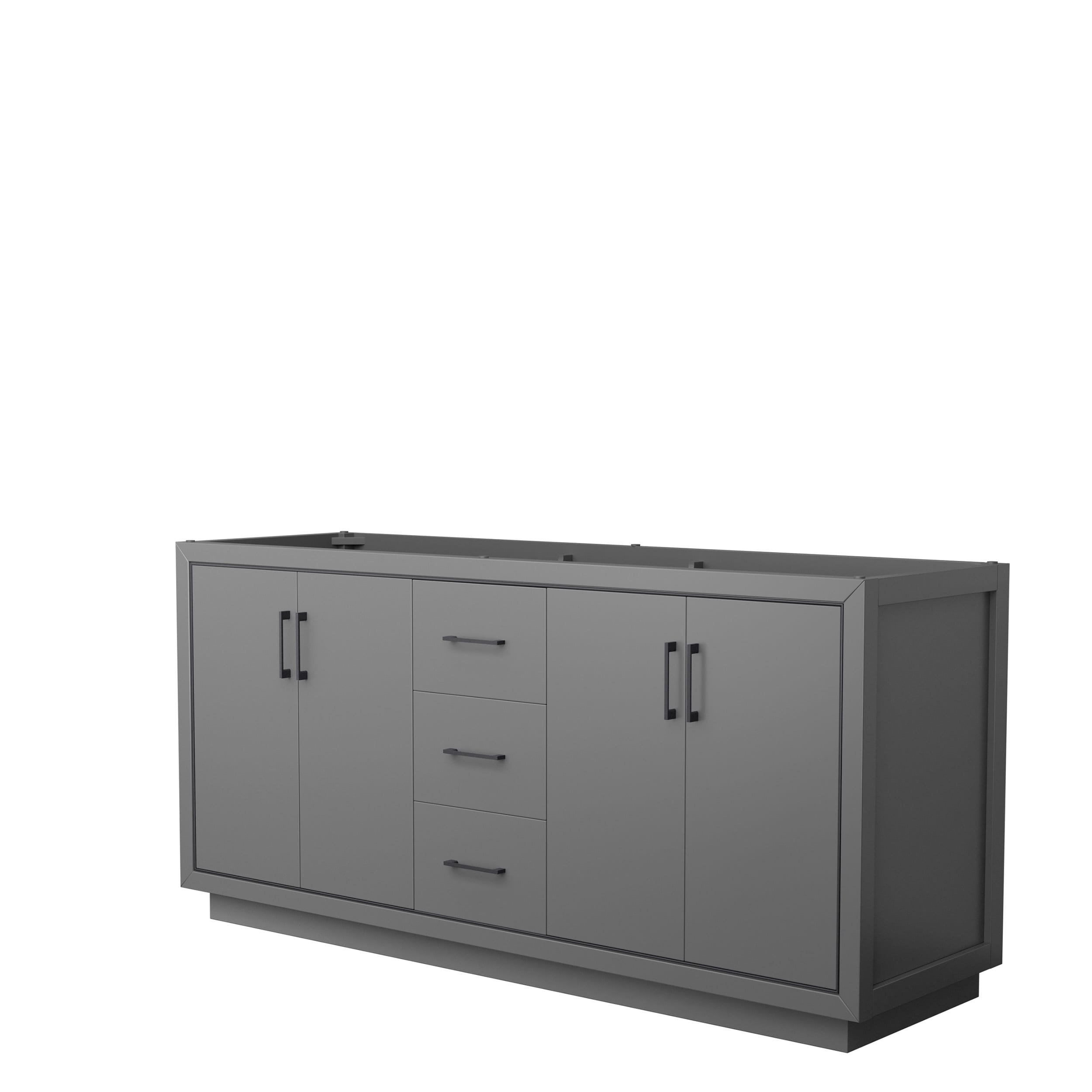 Wyndham Collection WCF111172DGBCXSXXMXX Icon 72-in Dark Gray with Matte Black Trim Bathroom Vanity Base Cabinet without Top