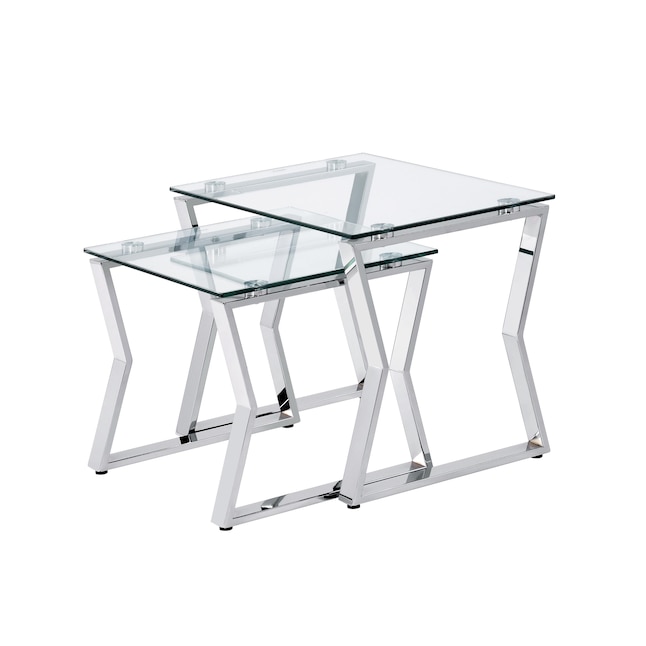 America Bluebell Chrome Glass Top, Chrome Glass Side Tables Uk