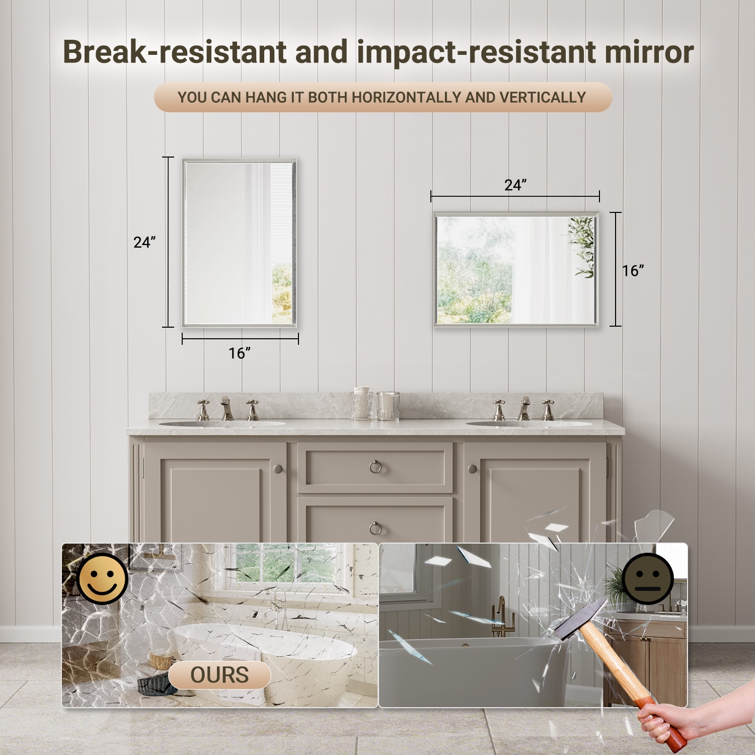 QueenFun TMFMB1624BN Framed-Bath-Mirrors - View #4