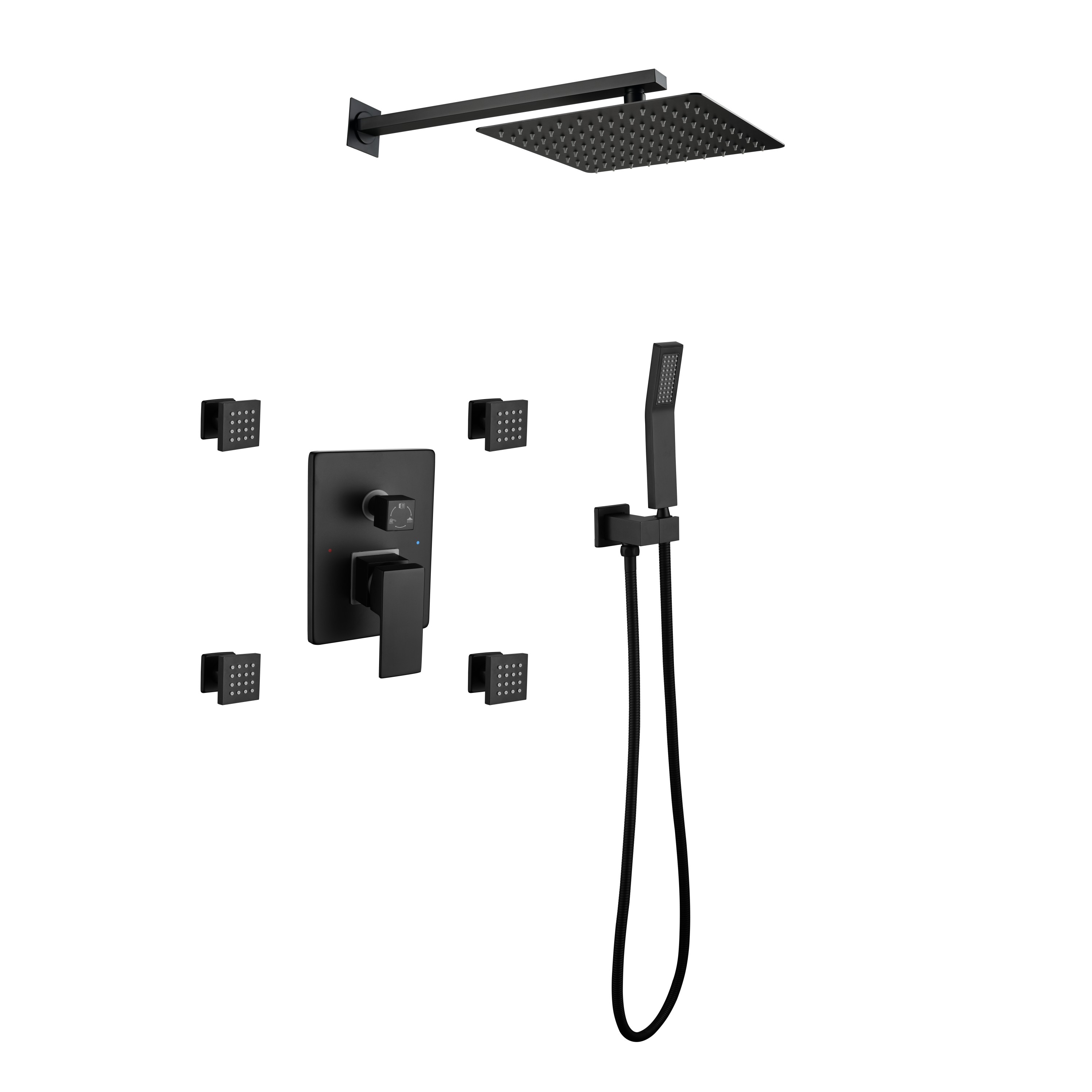 Tatayosi T182571 10inch Matte Black Full Body Shower System with Body Jets and 3 Functions