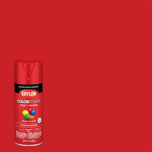 Krylon COLORmaxx Gloss Banner Red Spray Paint and Primer In One (NET WT.  12-oz) in the Spray Paint department at