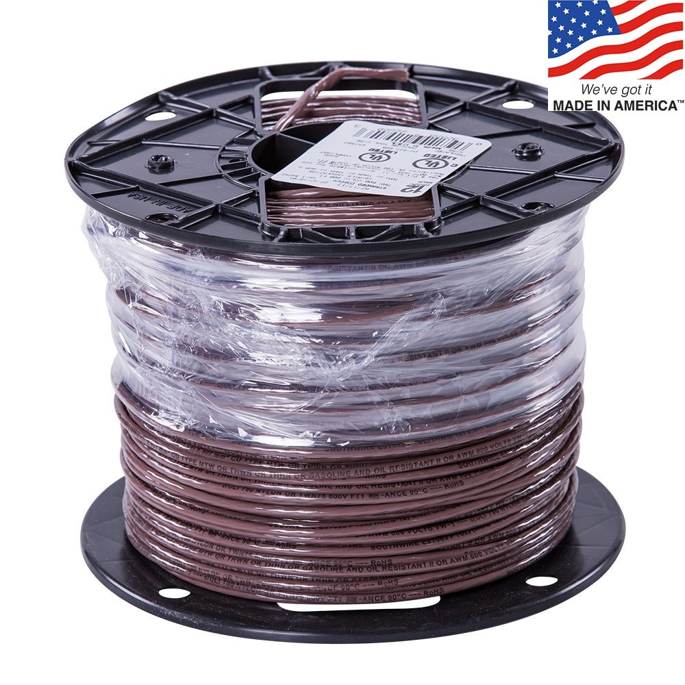 Southwire 500-ft 12-AWG Stranded Brown Copper Thhn Wire (By-the