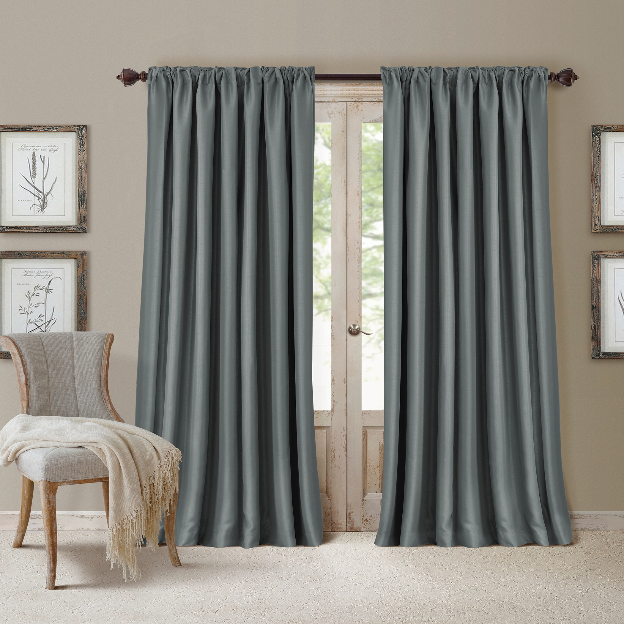 Elrene Home Fashions 026865854077 95-in Dusty Blue Blackout Interlined Rod pocket Single curtain panel