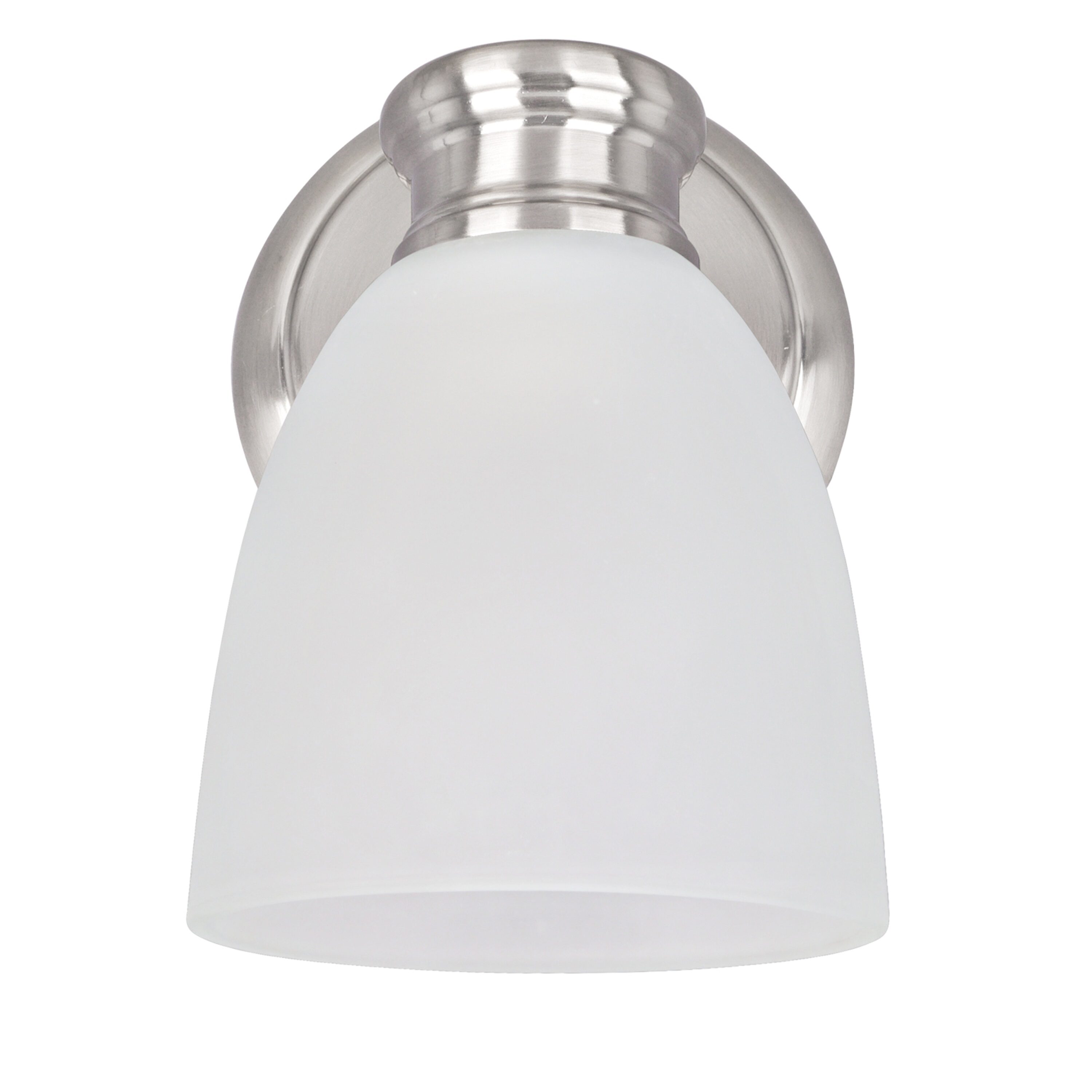 Satin Nickel Frosted Glass Outdoor Wall Sconce, 6" x 8.25"