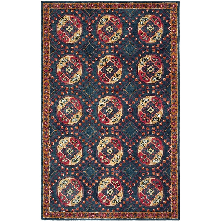 Safavieh Heritage Uttar 3 x 5 Navy/Red Indoor Floral/Botanical Oriental Handcrafted Throw Rug Safavieh Heritage Uttar 3 x 5 Navy/Red Indoor Floral/Botanical Oriental Handcrafted Throw Rug