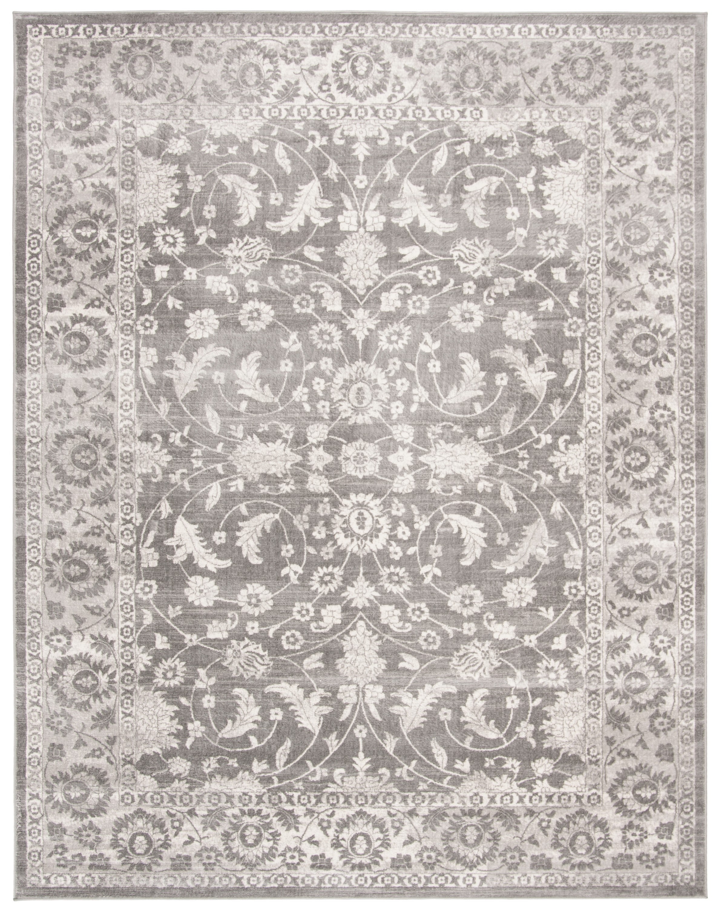 Gray and Cream 12' x 18' Stain-Resistant Synthetic Area Rug