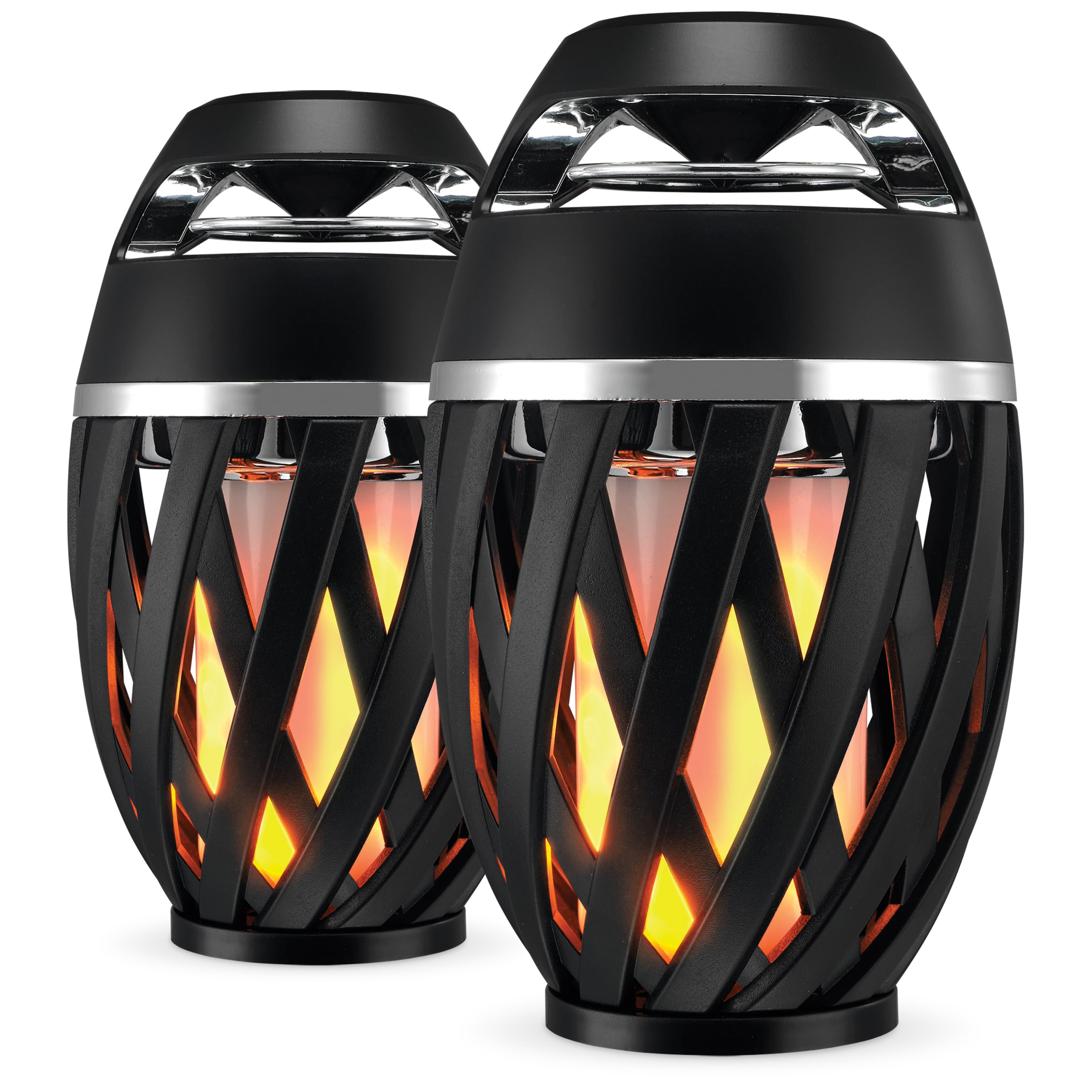 iLive TIKI Ultra LED Flame 5.4 -Watt Bluetooth Indoor/Outdoor Portable Speaker in Black 2 Speaker Set #ISBW374BDL