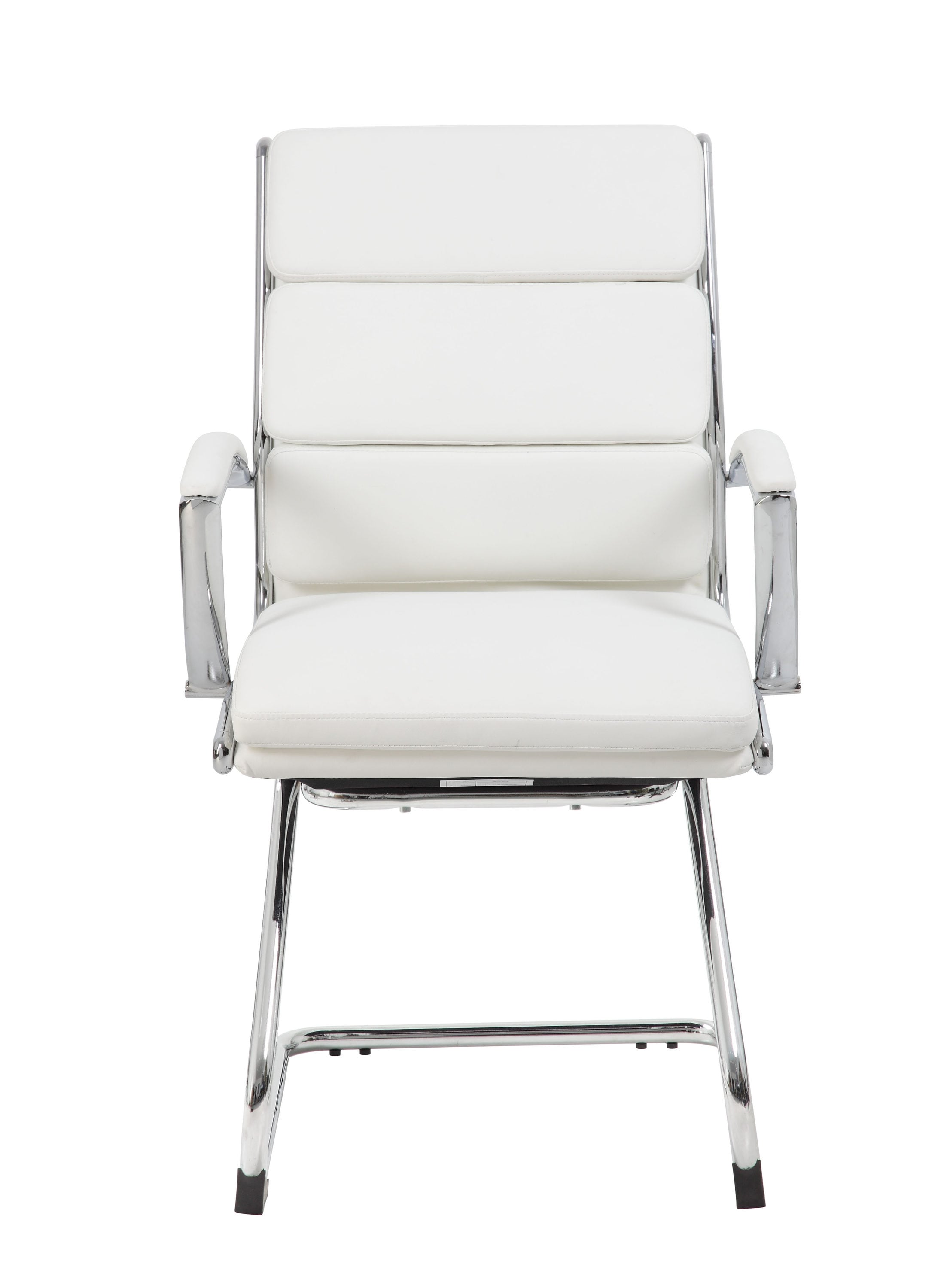 Chic White CaressoftPlus Executive Guest Chair with Chrome Finish