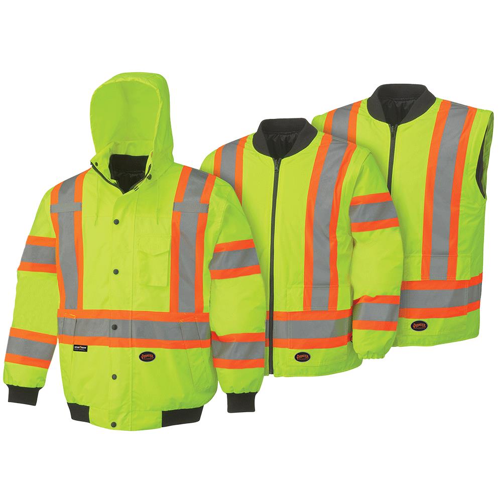 Pioneer Waterproof CSA High-Visibility Winter Safety Parka Multi-Pockets & Lightweight XL Yellow/Green 28º C Insulation V1150160-XL