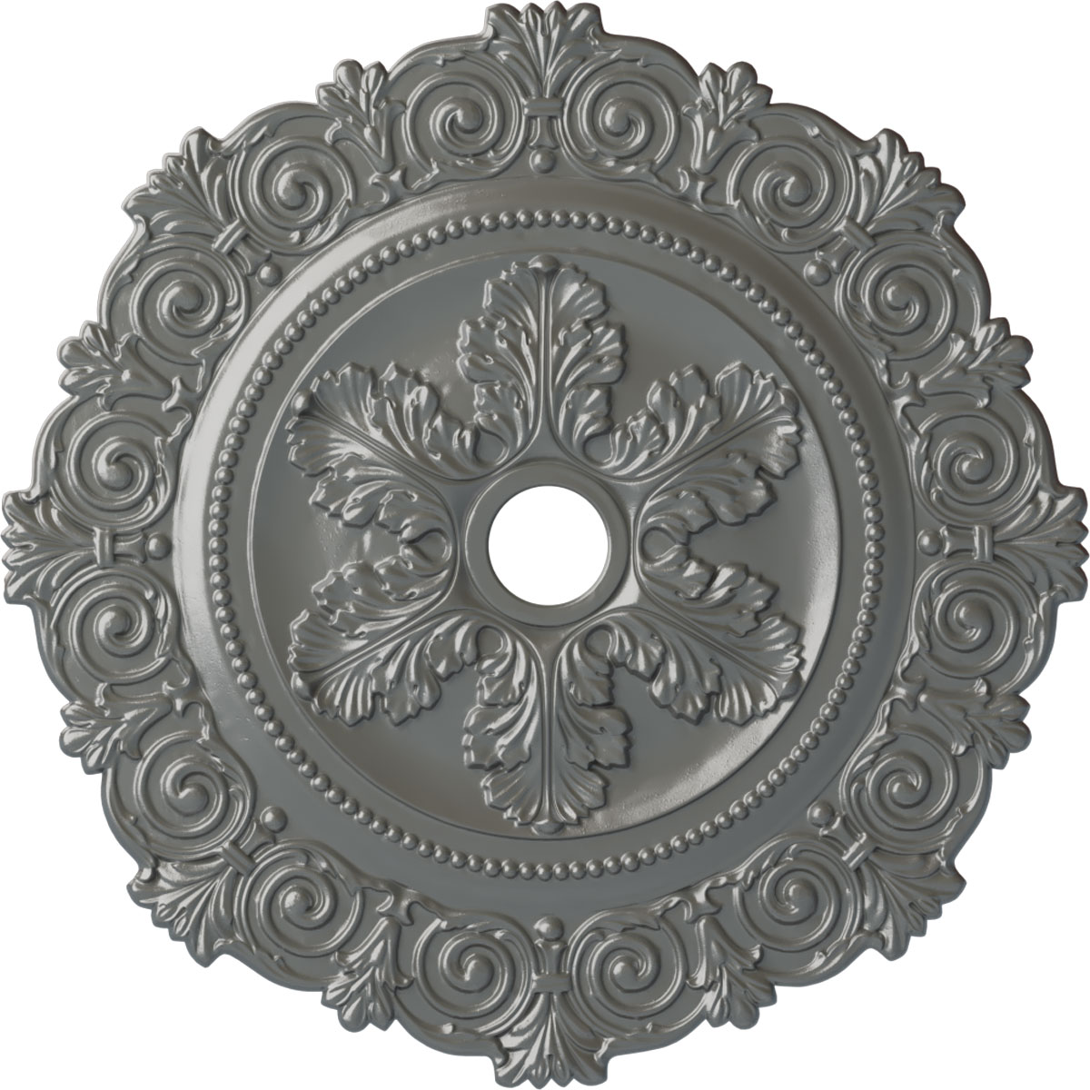Ekena Millwork CM33SCSLS Scroll 33.25-in W x 33.25-in L Painted Silver Polyurethane Whole Ceiling Medallion