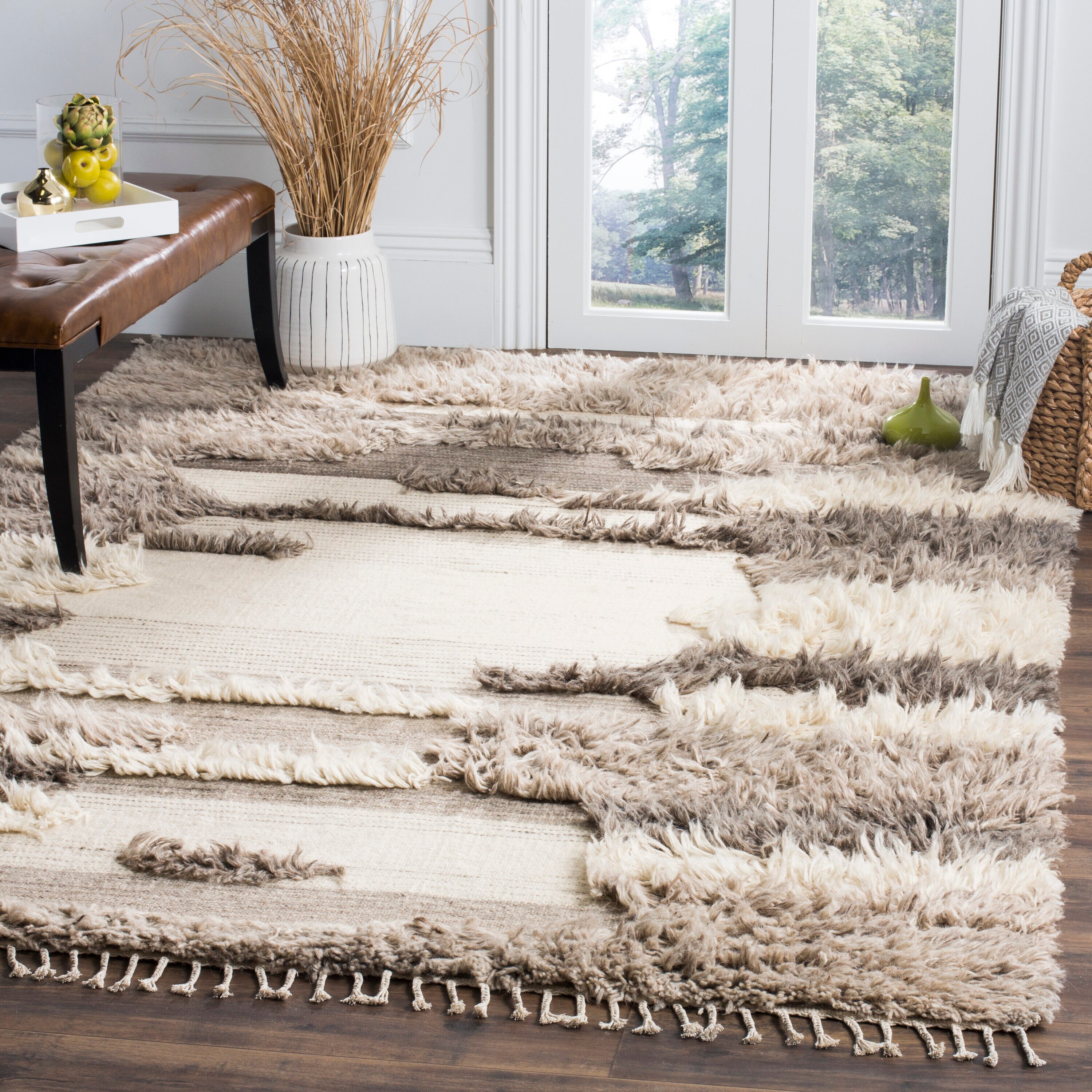  Kenya 224 Ivory/Gray Bohemian 6Ft x 9Ft Medium Rectangle Rug