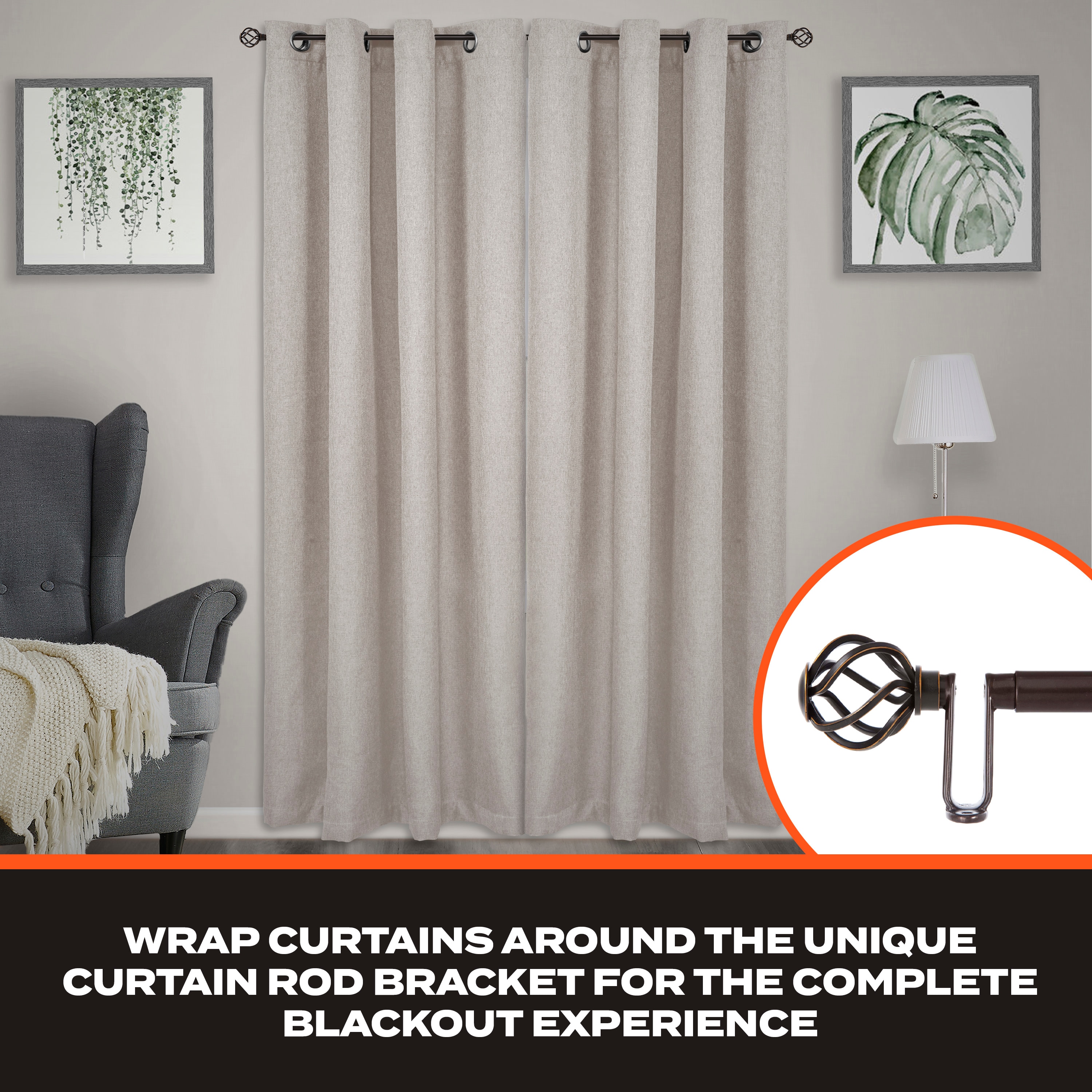 Oil Rubbed Bronze Adjustable Room Darkening Curtain Rod
