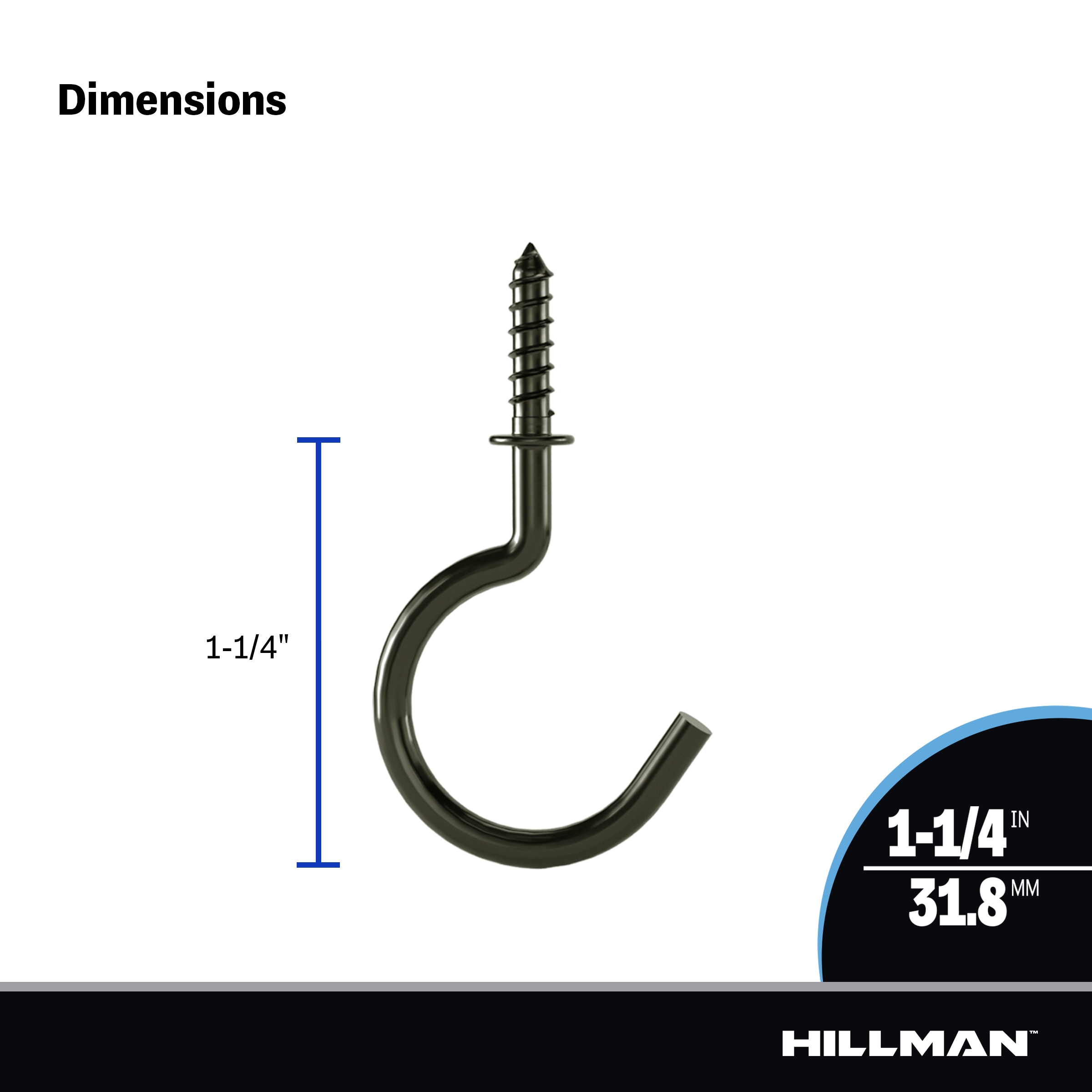 Hillman 1.25-in Black Steel Cup Hook (15-Pack) in the Hooks
