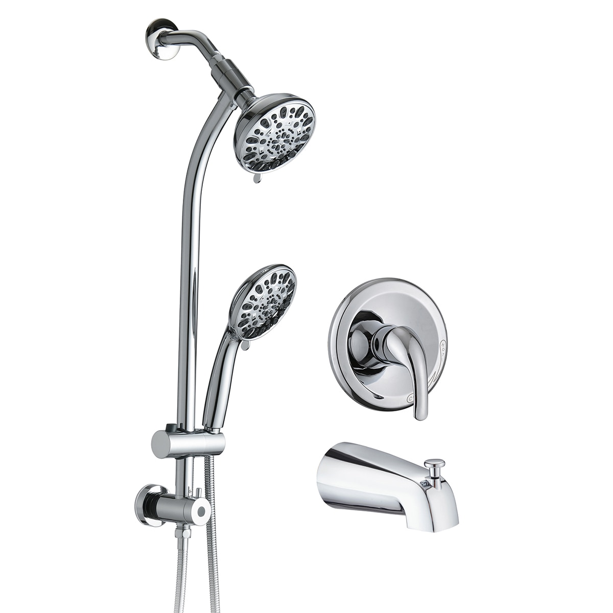 Mondawe MD-KL55528 Chrome 5-in Shower Faucet Bar System with 3-way Diverter ( Pressure-balanced Valve Included )