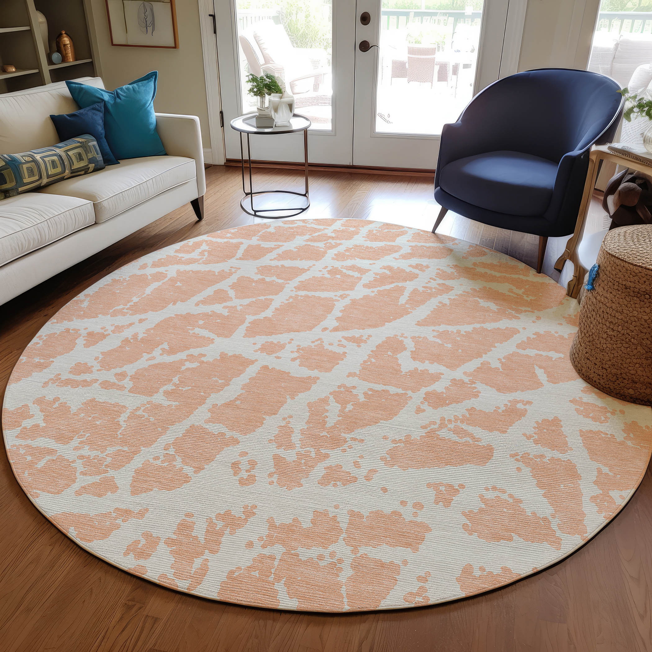 Addison Rugs ACN501PH8RO Chantille ACN501PH 8 x 8 (ft) Polyester Peach Round Indoor/Outdoor Abstract Machine washable Area rug