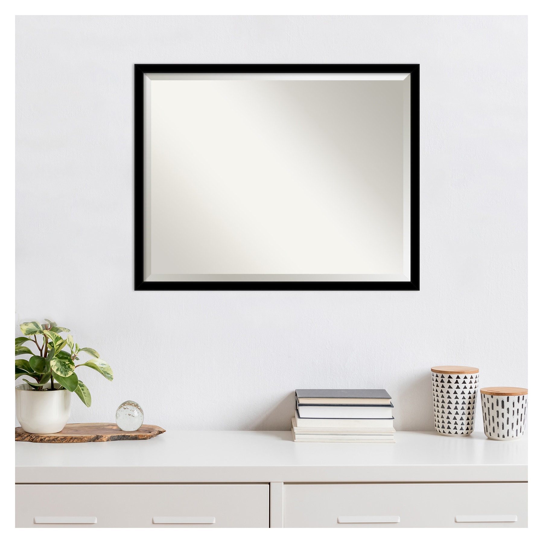 Jet Black Rectangular Wall Mirror with Polystyrene Frame