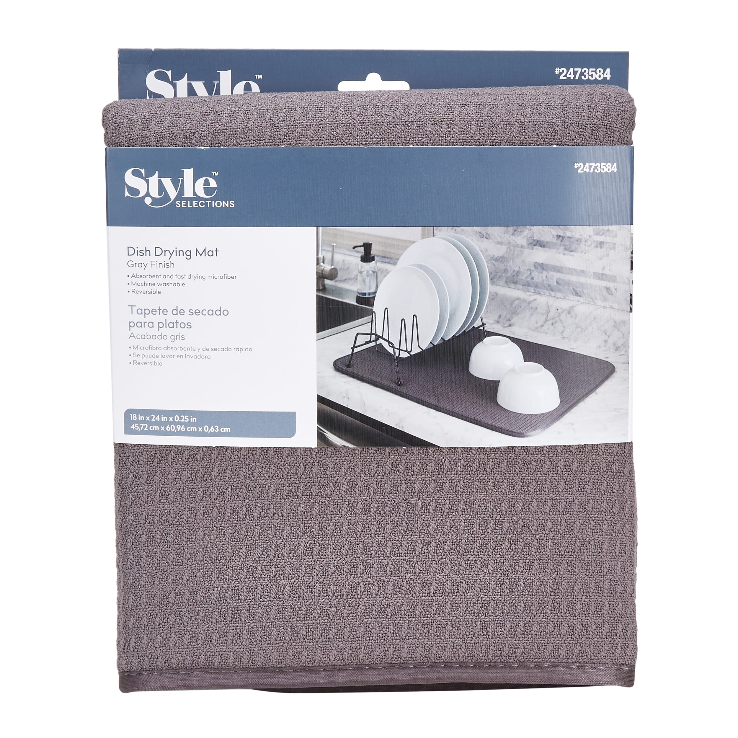 Style Selections 24-in W x 18-in L Cloth Drying Mat in Gray | 520900