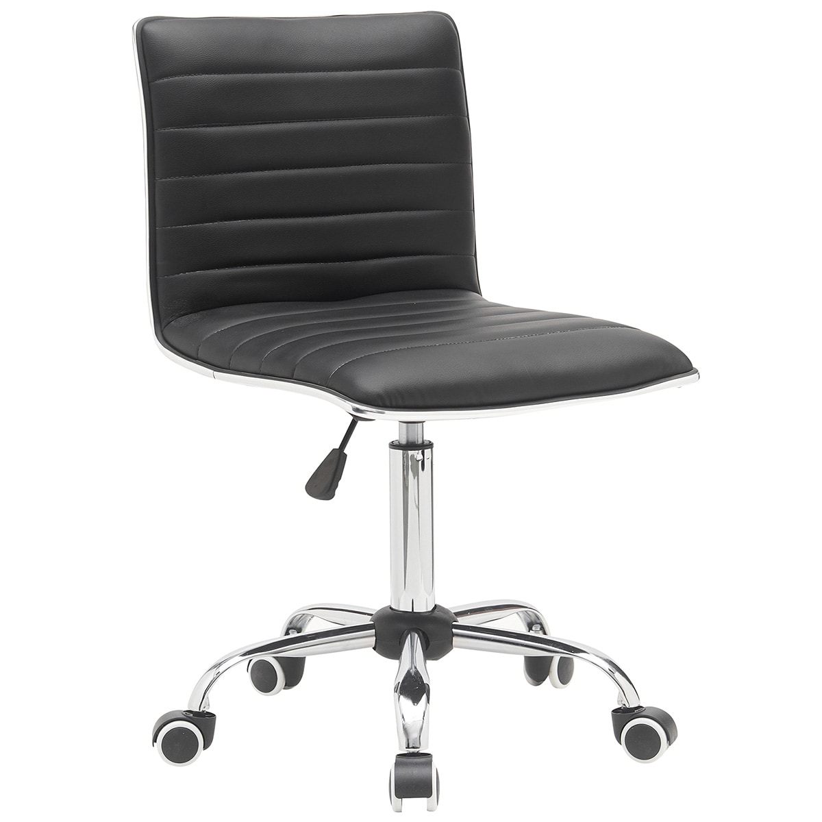 BWE A-9CHAIR-02-B Black Contemporary Ergonomic Adjustable Height Swivel Faux Leather Desk Chair