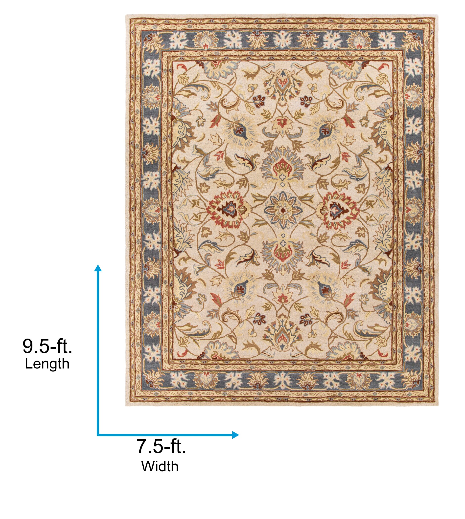 Livabliss Caesar 8 X 10 (ft) Wool Blue Indoor Border Oriental Area Rug ...